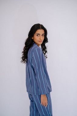 SNOOZE OFF Pyjama Schlafanzug in blau mit Streifendesign (2 tlg., 1 Stück)