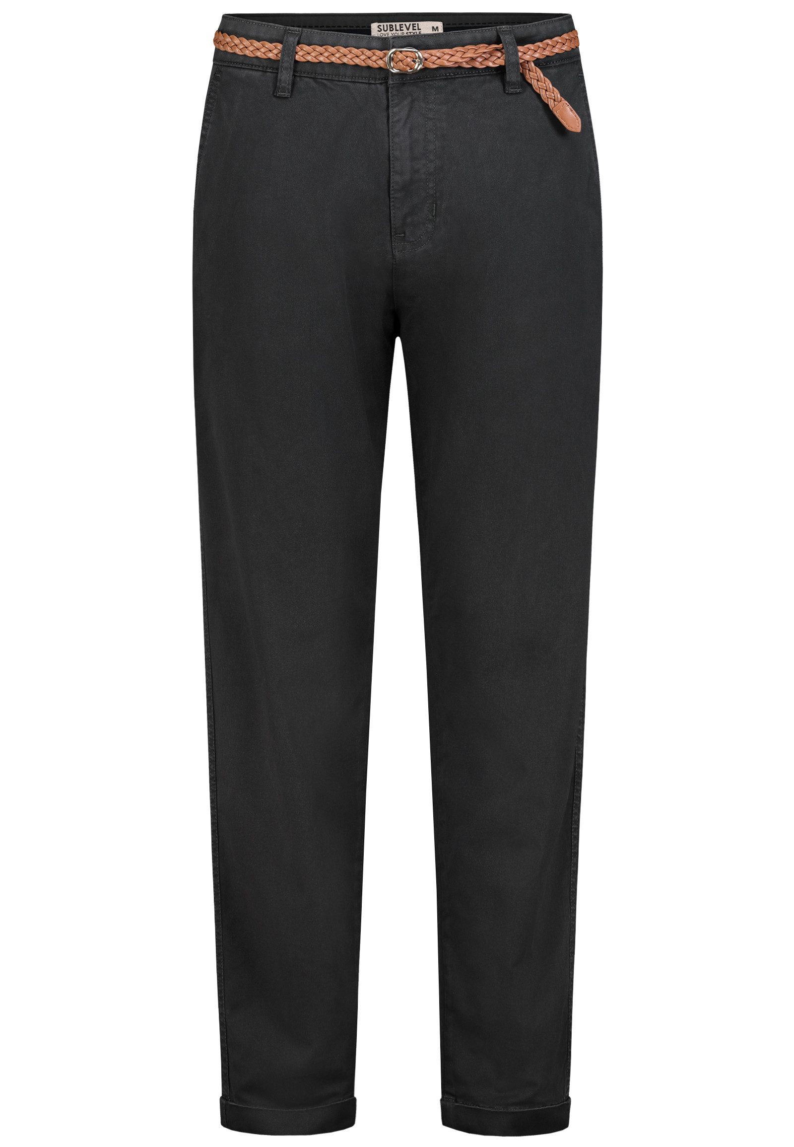 SUBLEVEL Chinos Damen Chino Hose Stoffhose inkl.Gürtel Businesshose Freizit Chinohose