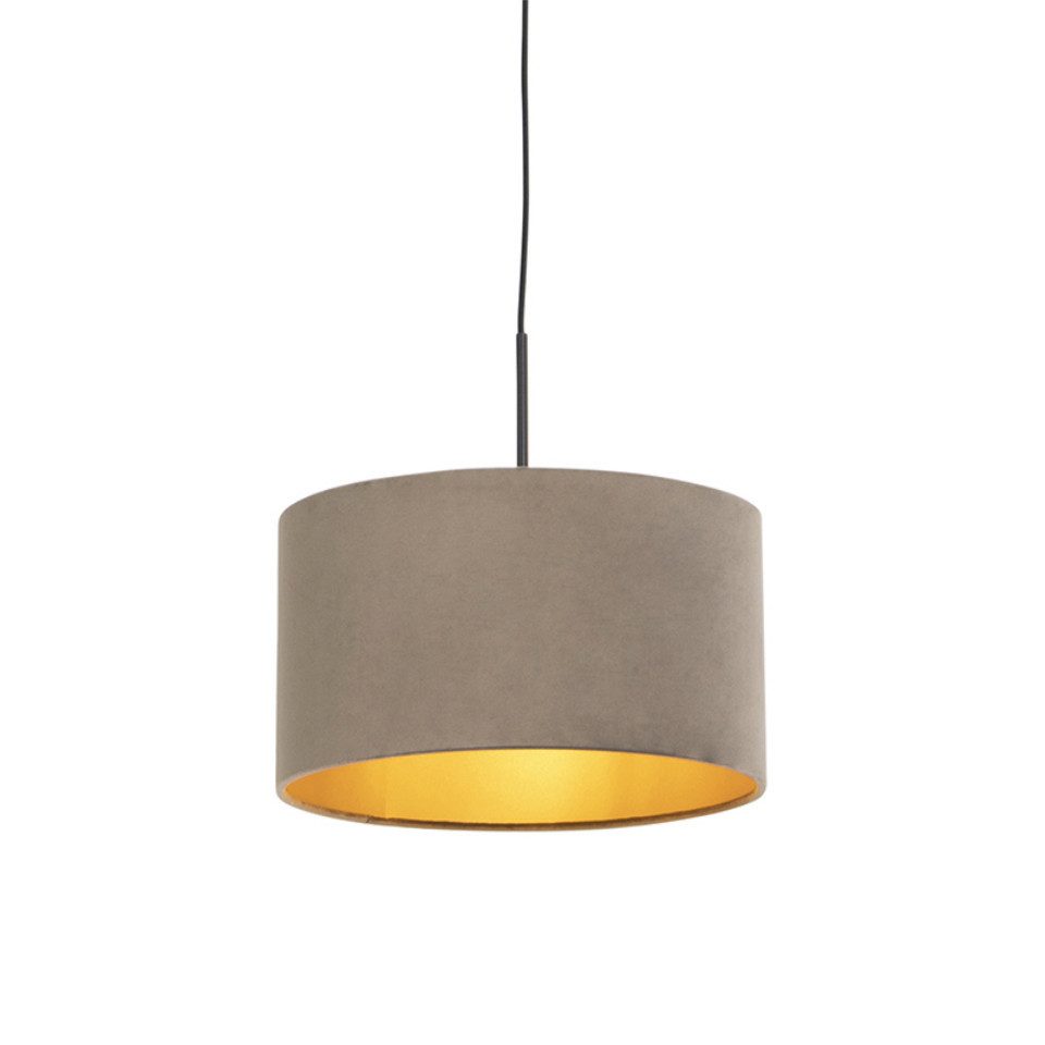 Qazqa Pendelleuchte Combi, ohne Leuchtmittel, E27, Taupe, Landhaus / Rustikal, Textil, 1-flammig