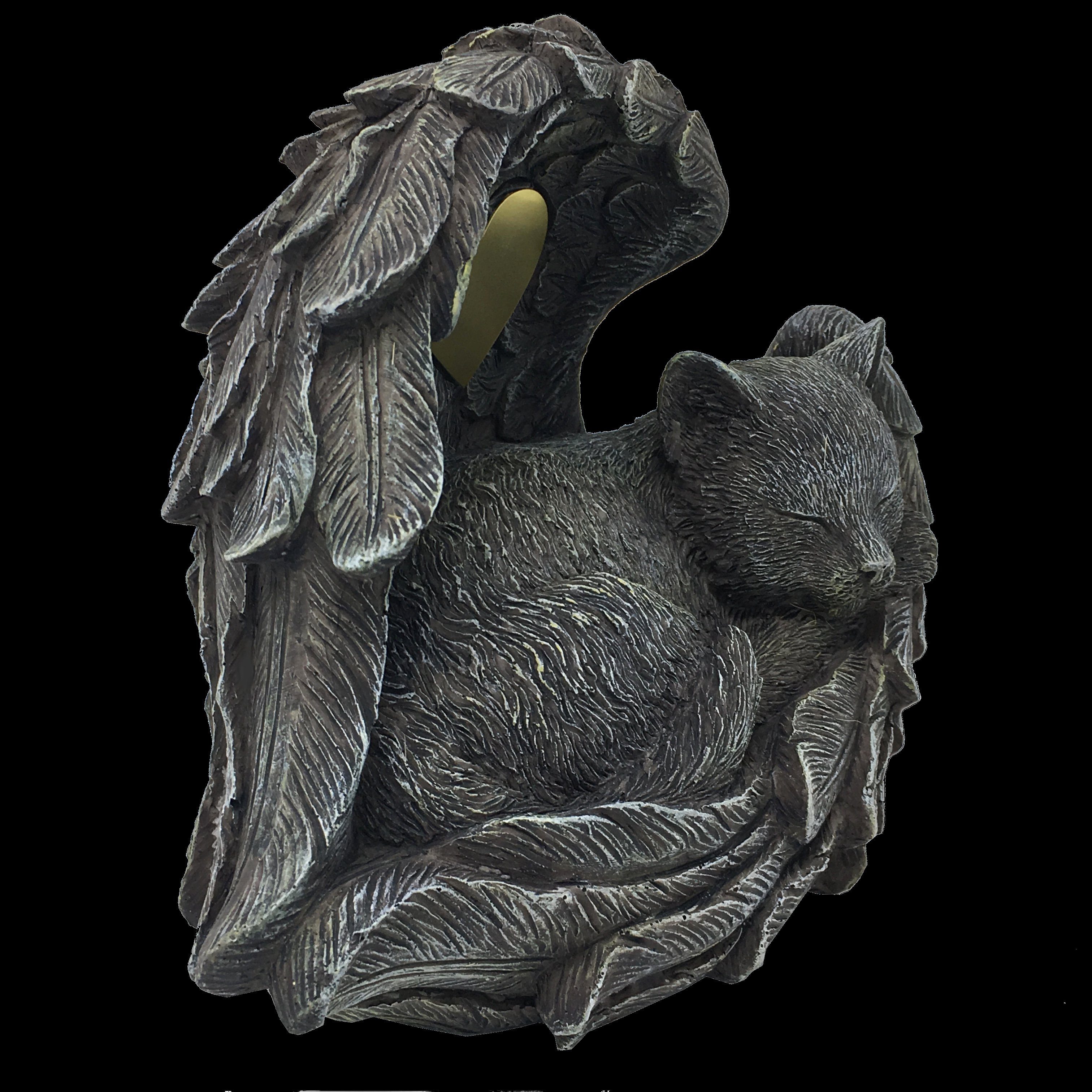 Flügel, Tierfigur als grau Tierurne, im Katzen Katzenurne MystiCalls Urne Katzen-Engelfigur