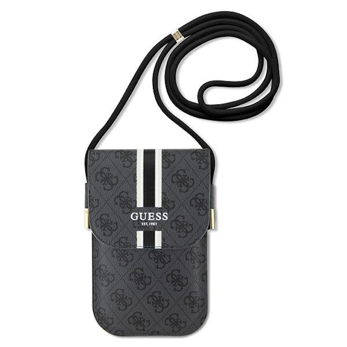 Guess Smartphone-Hülle Guess Torebka Universell Handy Tasche Umhängetasche 4G Stripes Schwarz