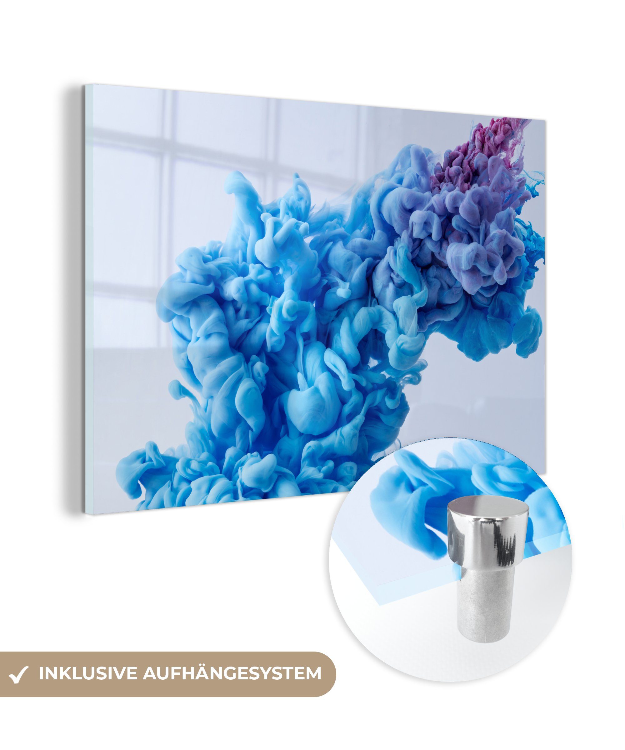 MuchoWow Acrylglasbild Blaue Tinte im Wasser, (1 St), Acrylglasbilder Wohnzimmer & Schlafzimmer