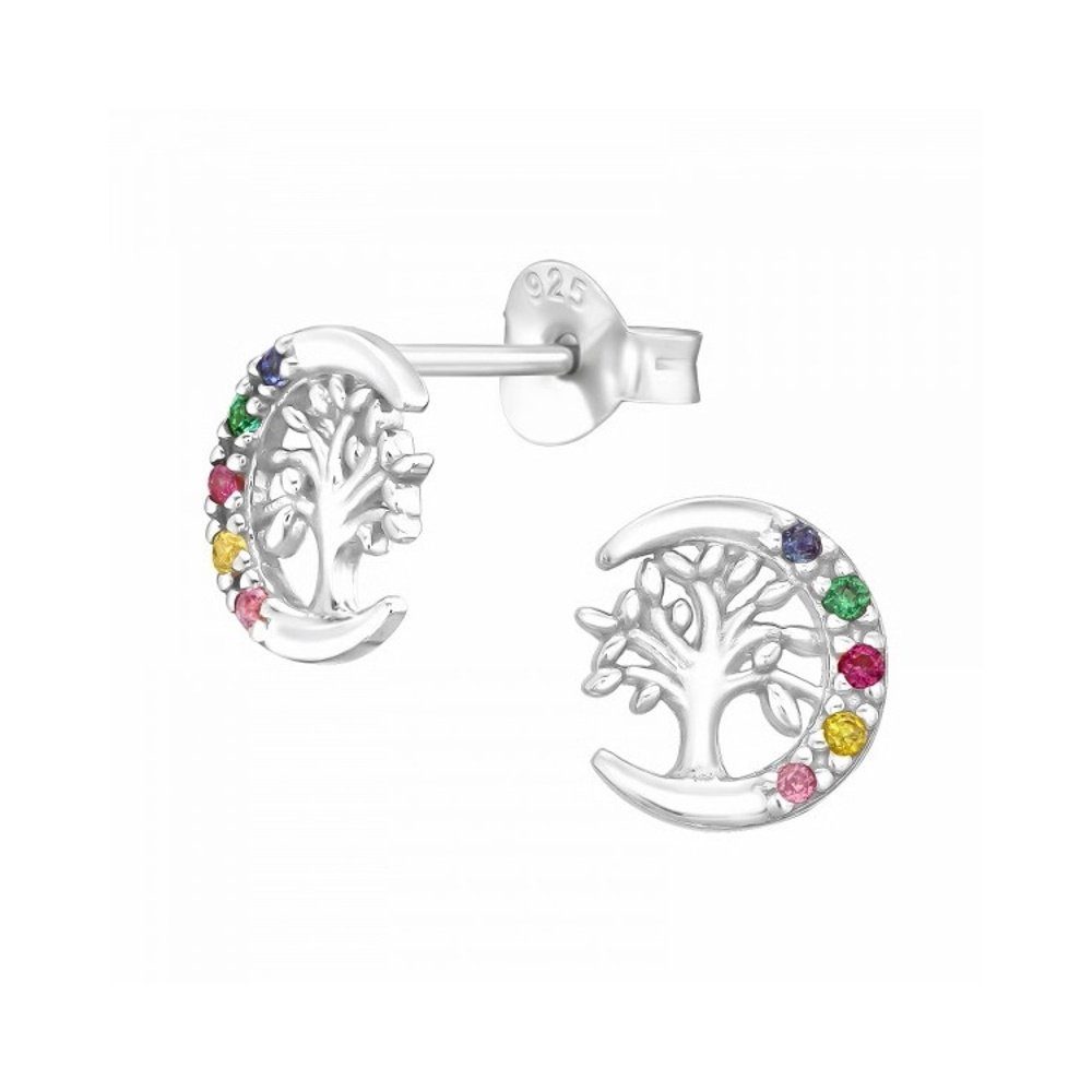 ALEXANDER YORK Paar Ohrstecker TREE OF LIFE Zirkonia regenbogenfarben, 2-tl günstig online kaufen