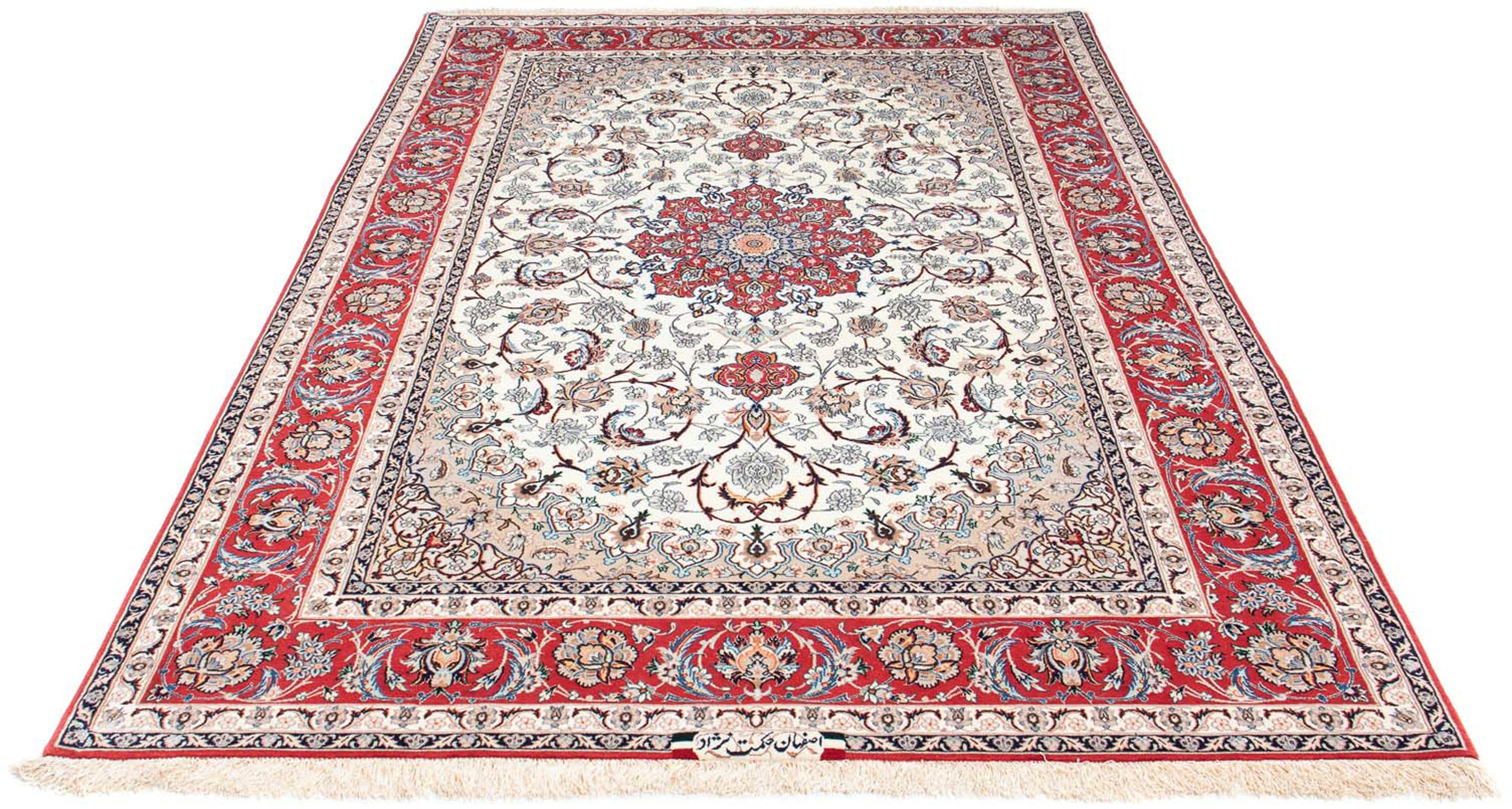 Orientteppich Perser - Isfahan - Premium - 243 x 156 cm - beige, morgenland, rechteckig, Höhe: 6 mm, Wohnzimmer, Handgeknüpft, Einzelstück mit Zertifikat