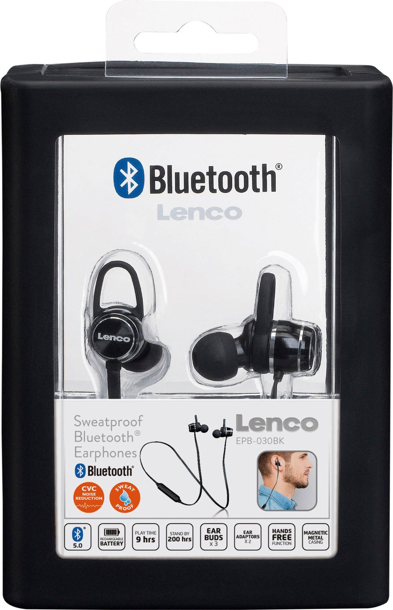 Lenco Bluetooth) Bluetooth-Kopfhörer EPB-030 (Freisprechfunktion,