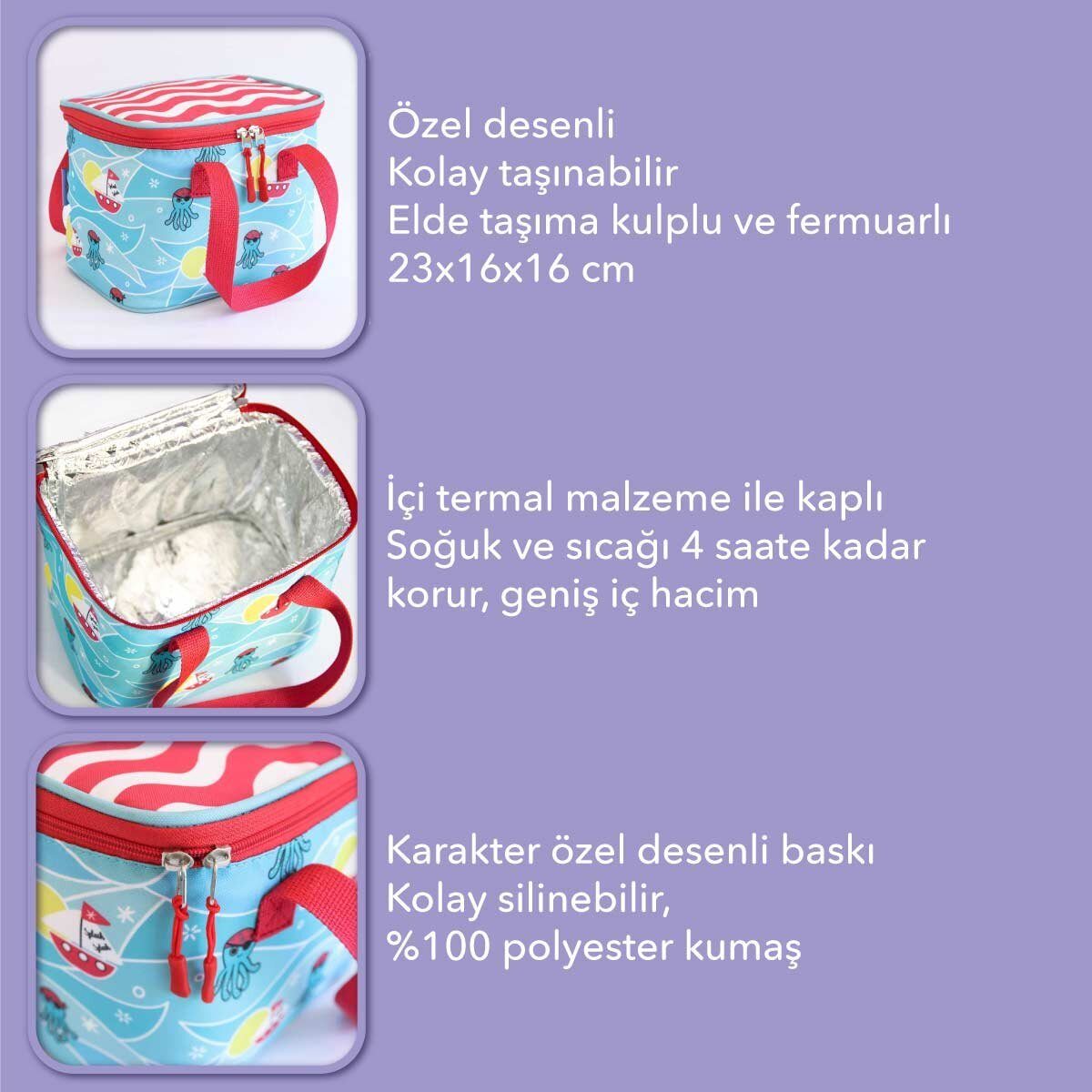 Kühltasche Milk&Moo Lunchtasche Brotdose Lunchbox, Lunchbox Türkis/rot MILK&MOO