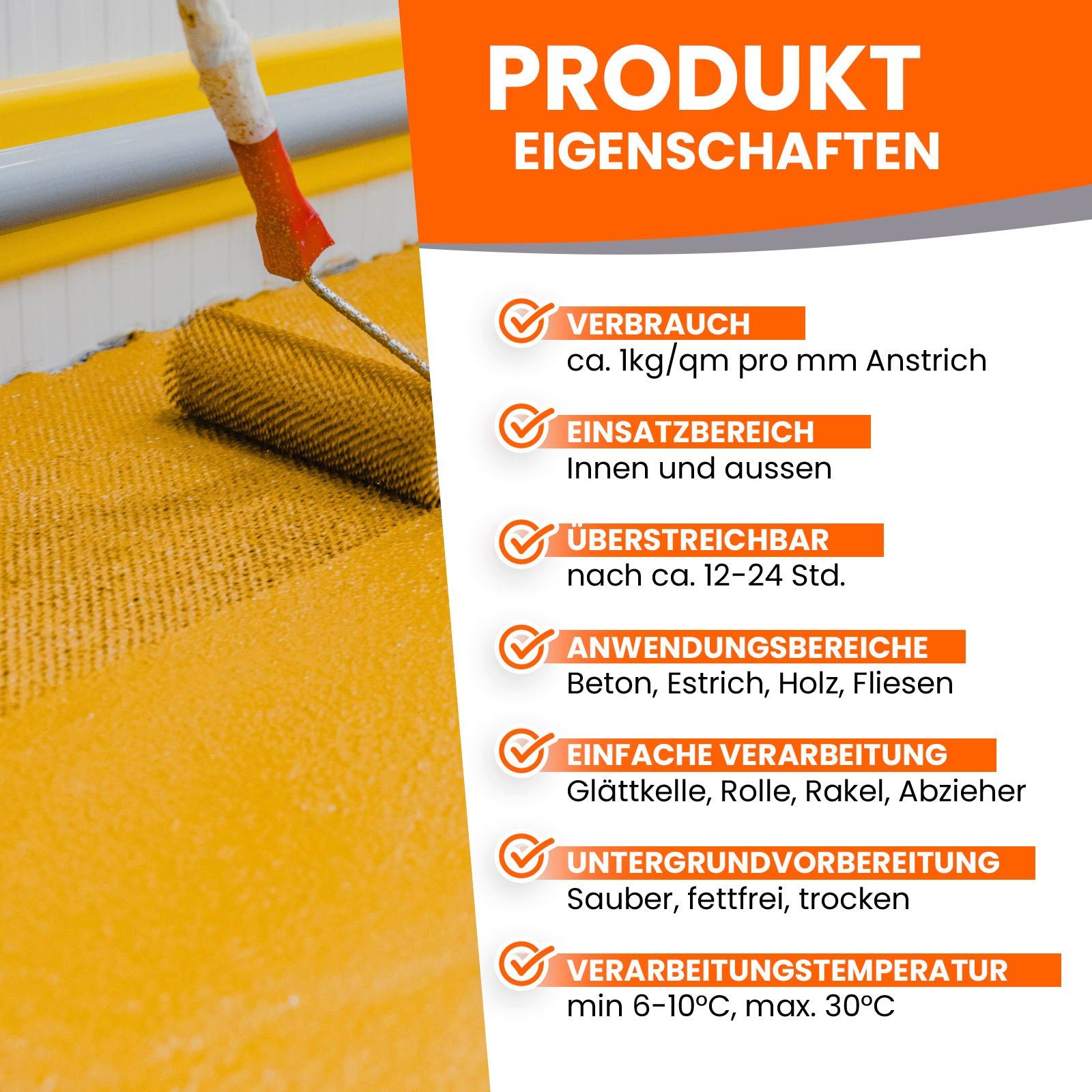 BEKATEQ Bodenversiegelung BK-205EP 2K Epoxidharz Nivelliermasse Bodenbeschichtung, Bodenbeschichtung UV-optimiert, Lösemittelfrei, Geruchsarm – Bild 3 von 5
