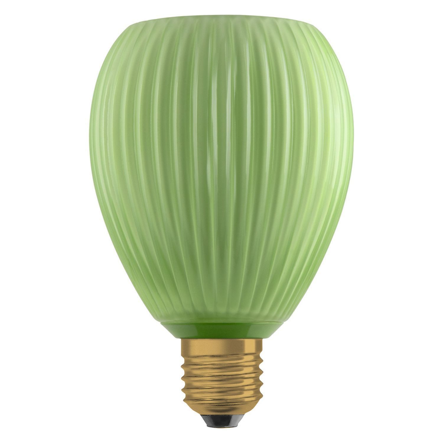 Licht-Erlebnisse LED-Leuchtmittel LAMP, E27, Warmweiß, Deko Lampe Riffelglas Grün E27 Ø 11 cm 2700 K 300 lm warmweiß