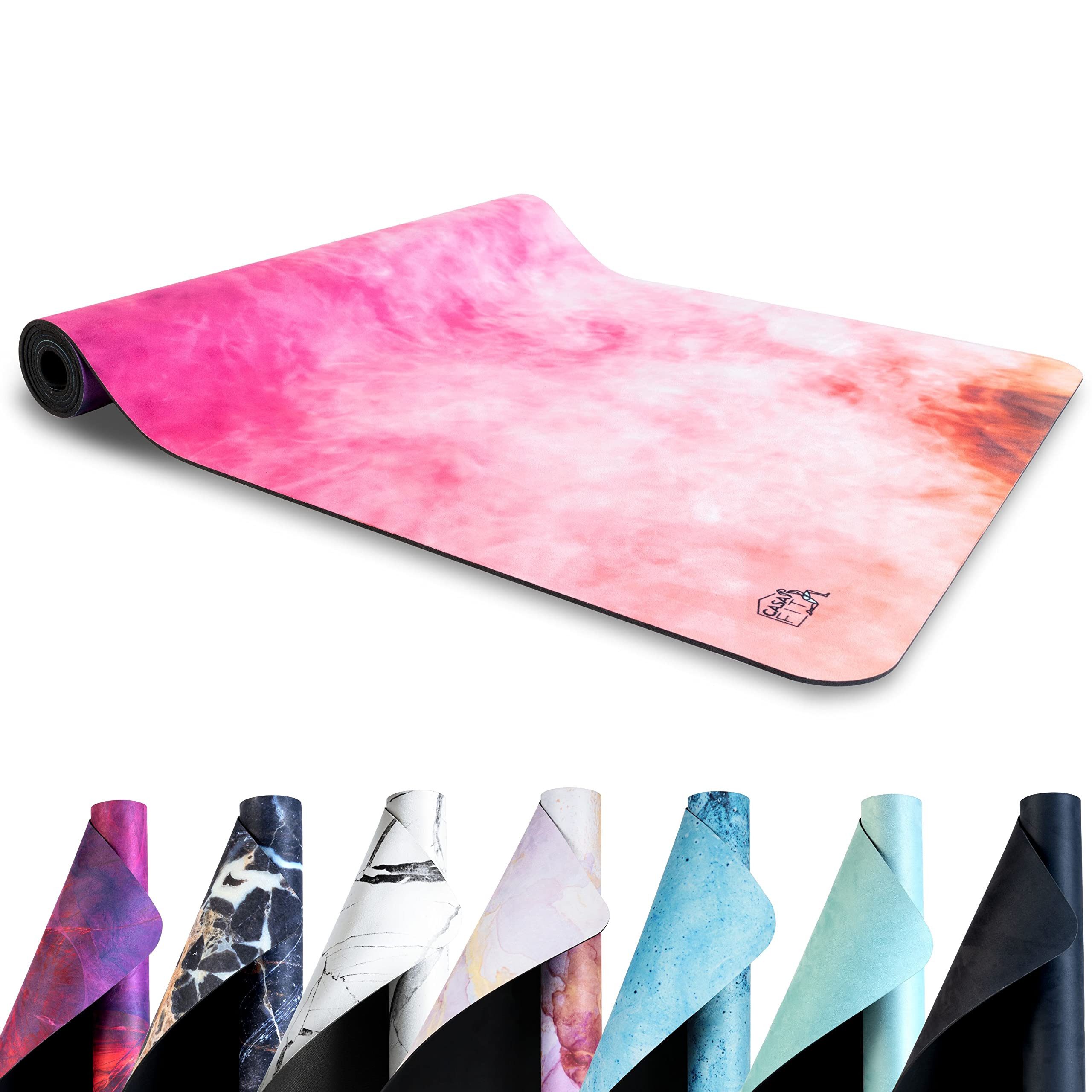 CASAFIT Yogamatte aus umweltfreundlichem Naturkautschuk und rutschfest (Fitnessmatte mit Design und Tragegurt), Gymnastikmatte 183cm x 68cm x 4mm