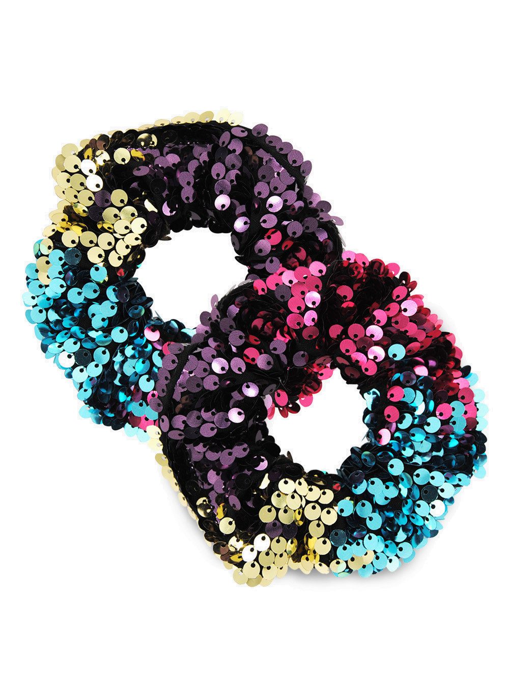 axy Haargummi Pailletten Haargummis Set Mädchen Damen Meerjungfrau, Doppelpack, 2-Teiliges Haargummis Set, elastisch glitzernd Zopfgummi Haarteil Haarband Zopfhalter