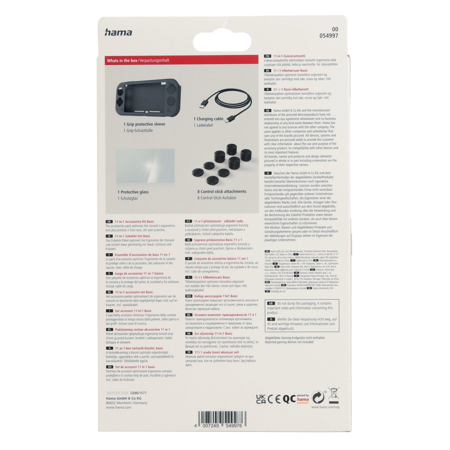 Hama Konsolen-Tasche 11in1 Zubehör-Set für Nintendo Switch Lite, Grip-Case Schutzhülle Tasche USB-C Ladekabel Display-Folie Schutzfolie