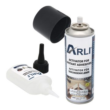 ARLI Montagekleber Sekundenkleber 100g mit Aktivator 400ml Universal, (1-tlg), Cyanacrylat Kleber Schnell trocknender Klebstoff