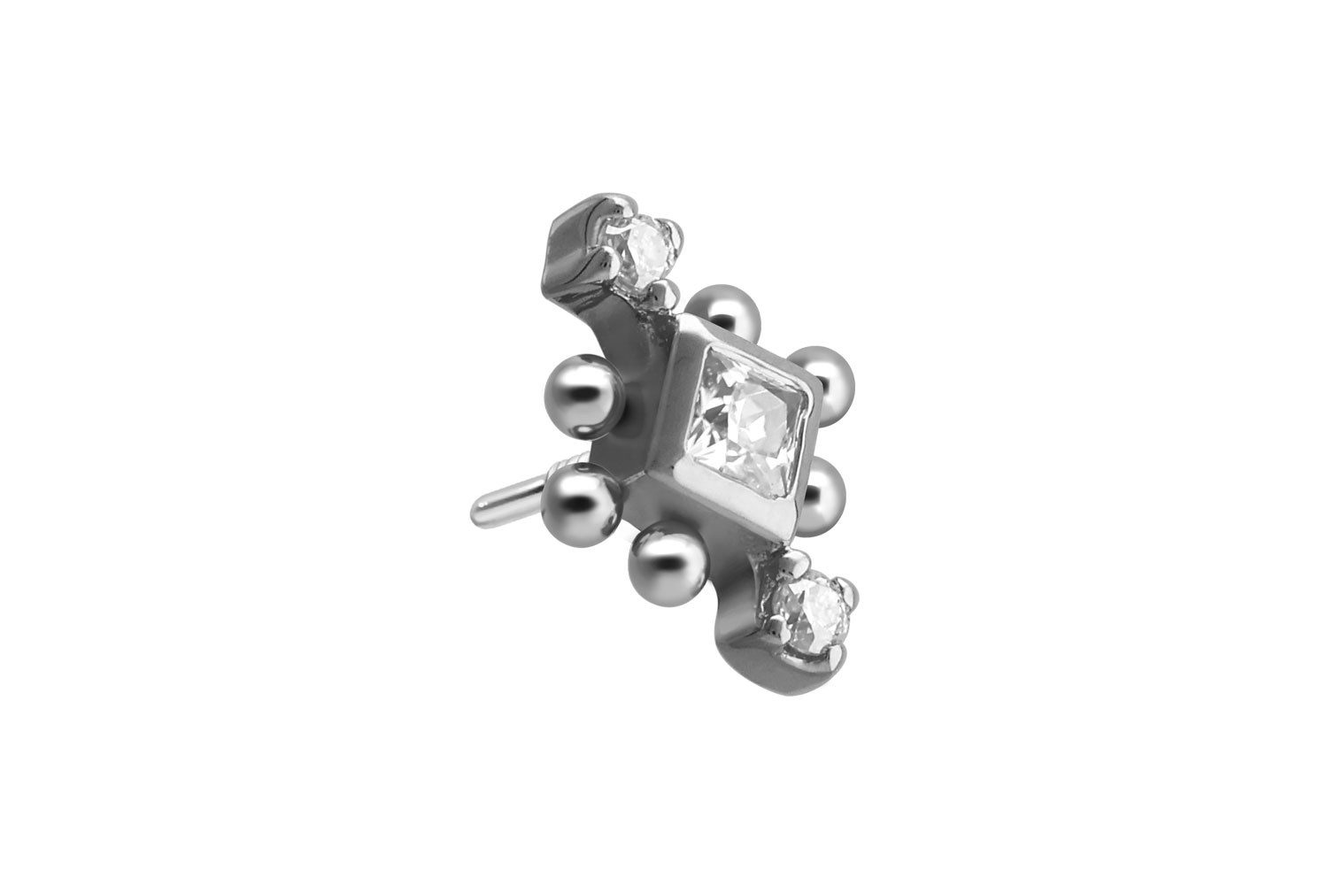 Piercing-Set 14 Karat Gold Schraubaufsatz mit Außengewinde 3 MOISSANITE + KUGELN