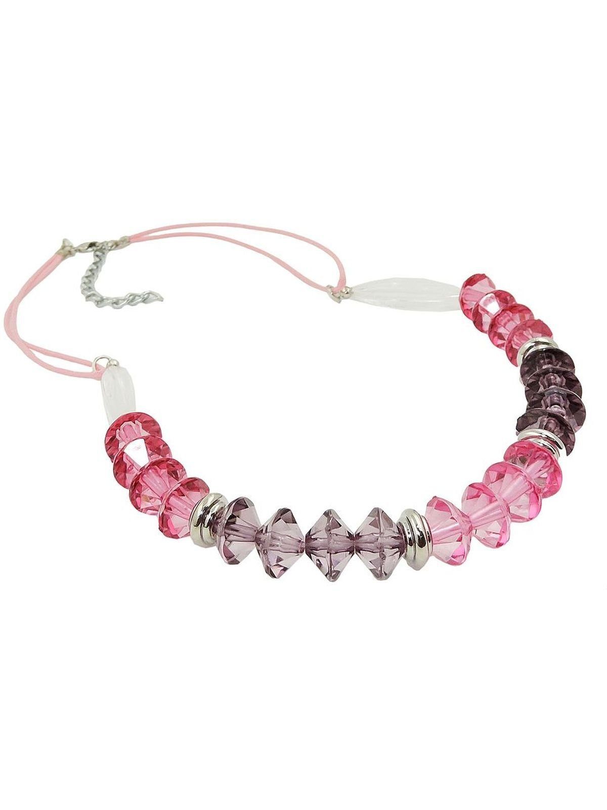 Gallay Perlenkette Kette Facettenperle rosa-pink, Kordel, 45cm (1-tlg)