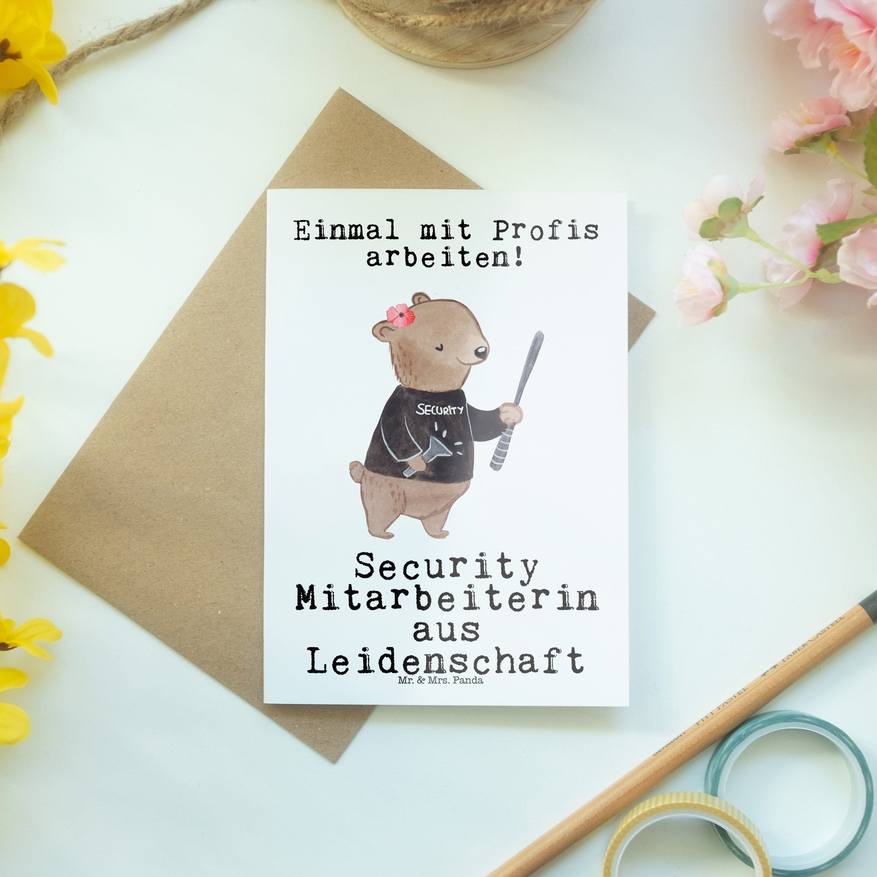 - Geschenk, & Klappkarte aus Security Mrs. Mr. Grußkarte Panda Mitarbeiterin Leidenschaft Weiß -