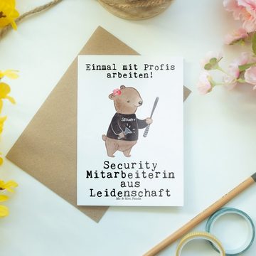 Mr. & Mrs. Panda Grußkarte Security Mitarbeiterin Leidenschaft - Weiß - Geschenk, Geburtstagskar, Matte Innenseite