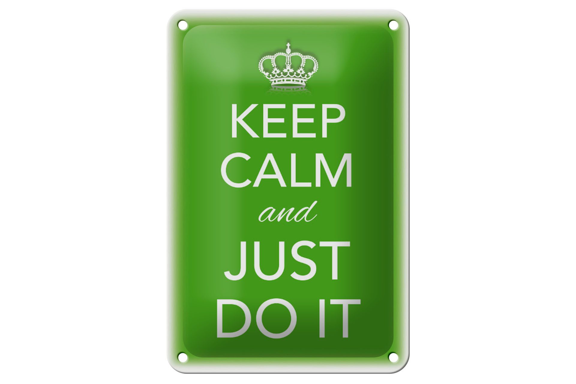 Femer GmbH Metallschild Spruch 12x18cm Keep Calm and just do it, (1 St), gewölbte Oberfläche, abgerundete Ecken, umgeschlagene Kanten