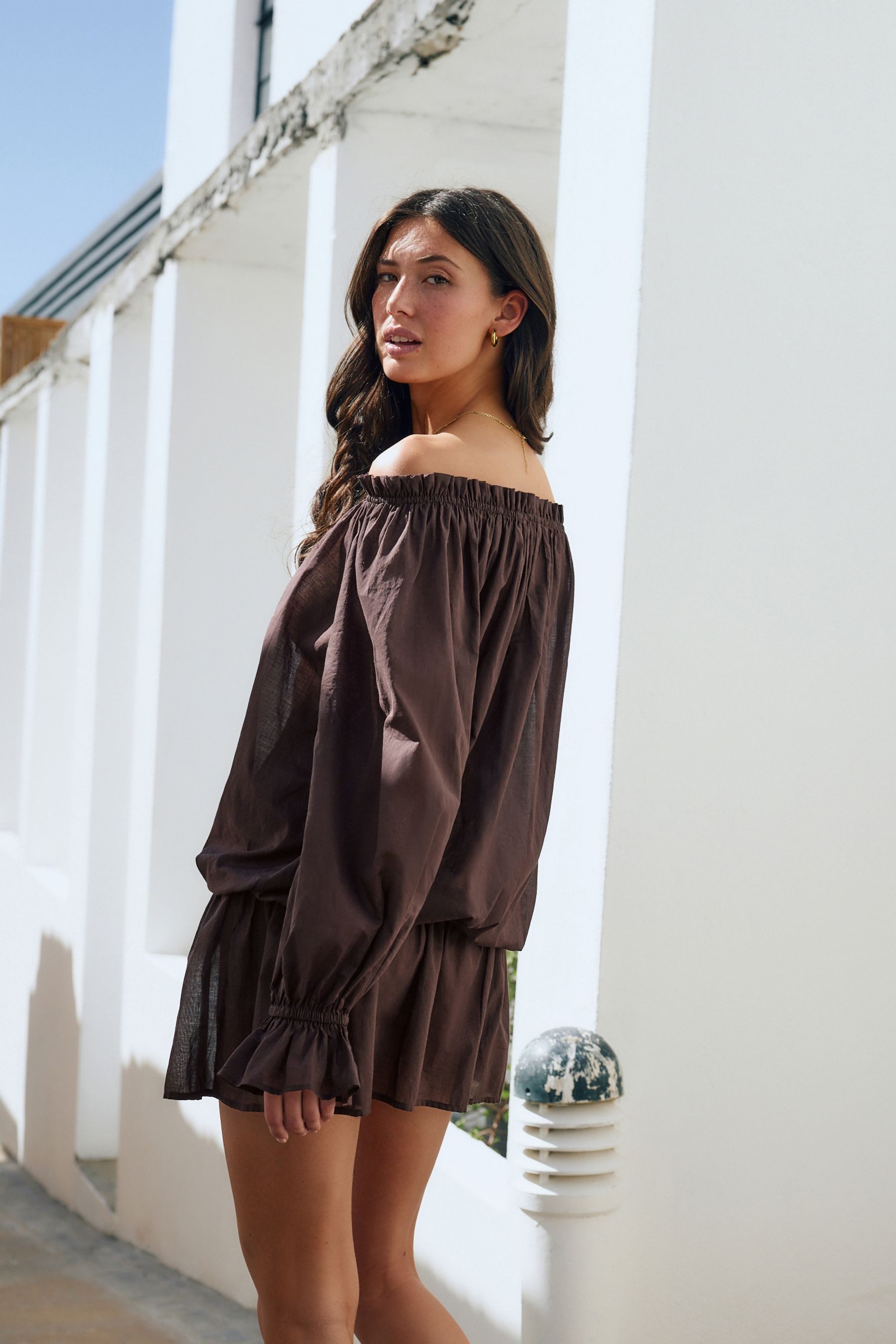 Next Strandkleid Schulterfreies Blouson-Minikleid (1-tlg) günstig online kaufen