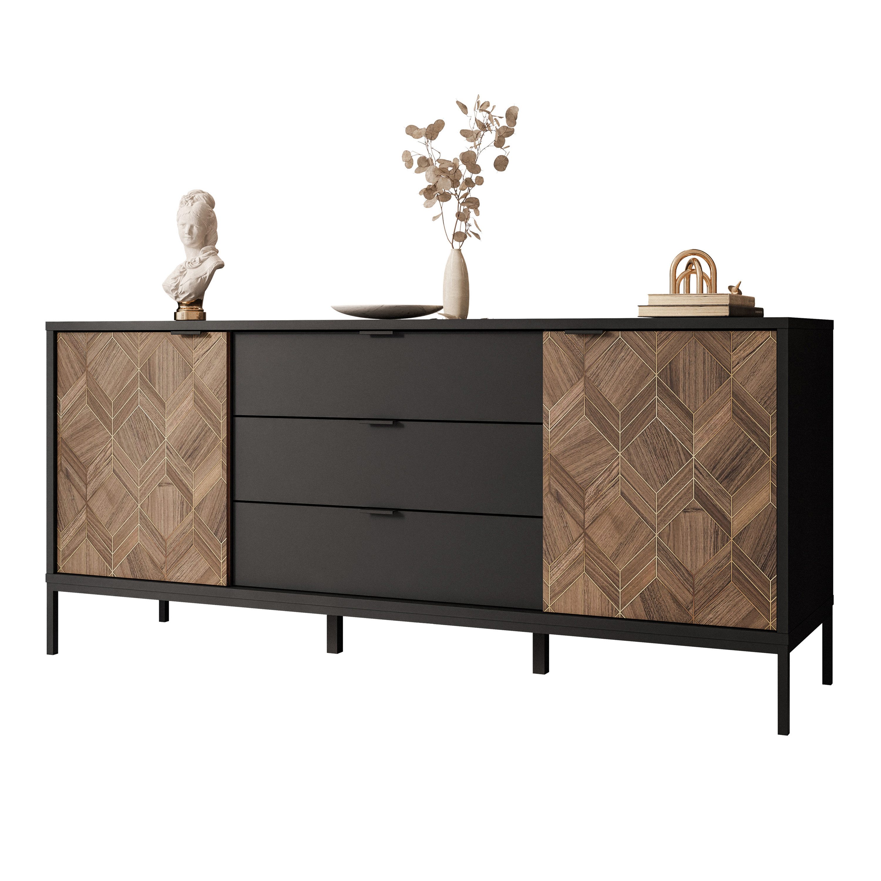 Lookway Kommode LIAM Sideboard mit Doppeltüren und Schubladen