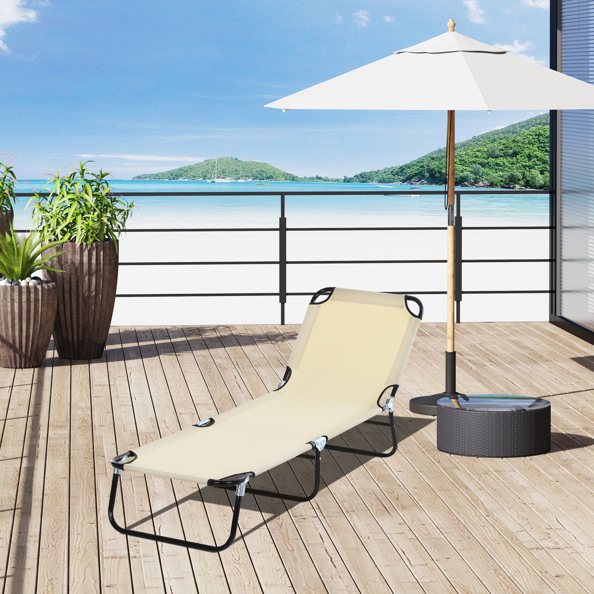 Outsunny Gartenliege Sonnenliege, Balkonliege zusammenklappbar, Campinglieg günstig online kaufen