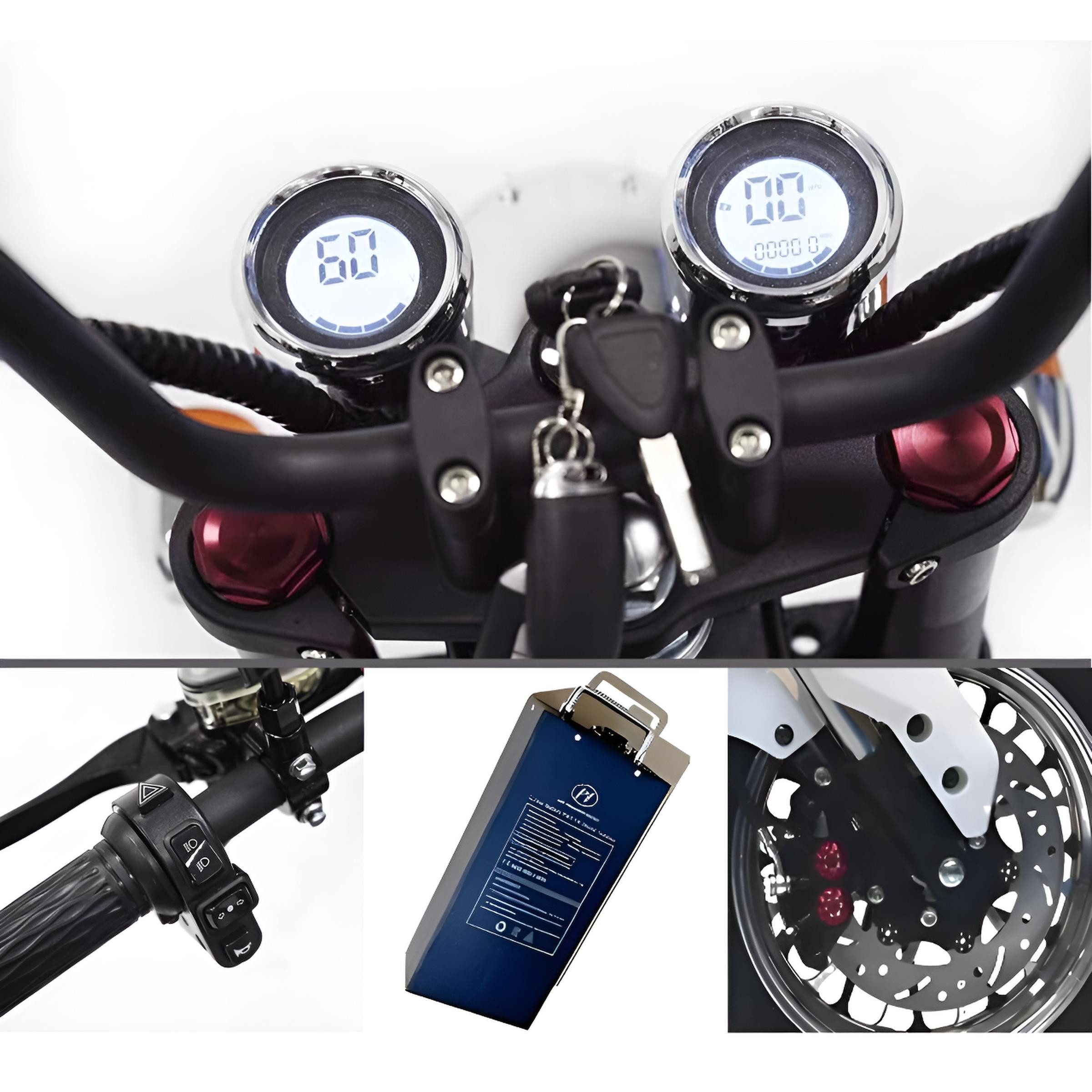 TZIpower E-Scooter E-Chopper with Road Approval 3000W 60V 60AH 45km/h COC EEC, 3000 W, 45 km/h