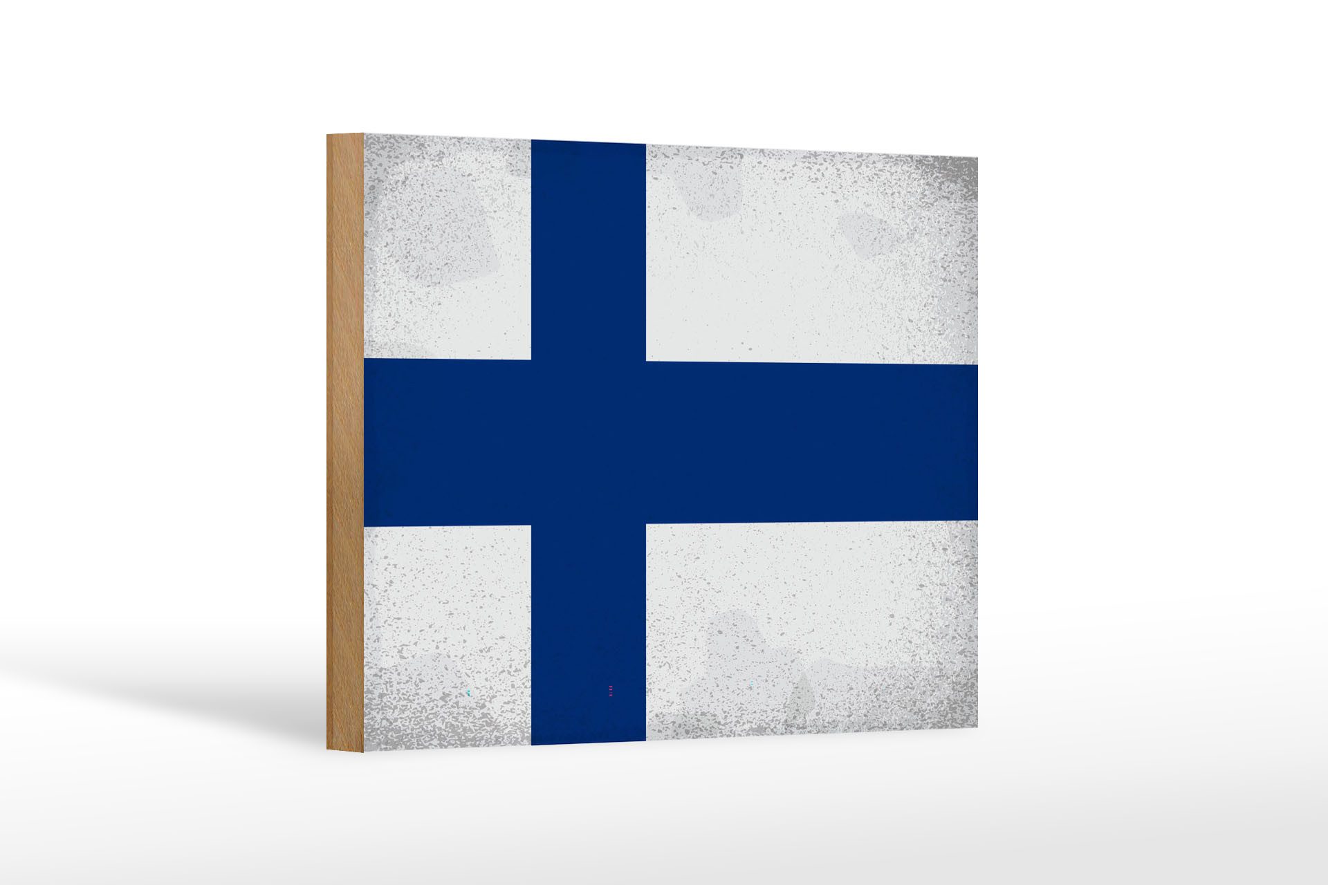 Femer GmbH Holzbild Flagge Finnland 18x12cm Flag of Finland Vintage, Flaggen (1 St), Glatte Holzfaserplatte (MDF), vorn beschichtet