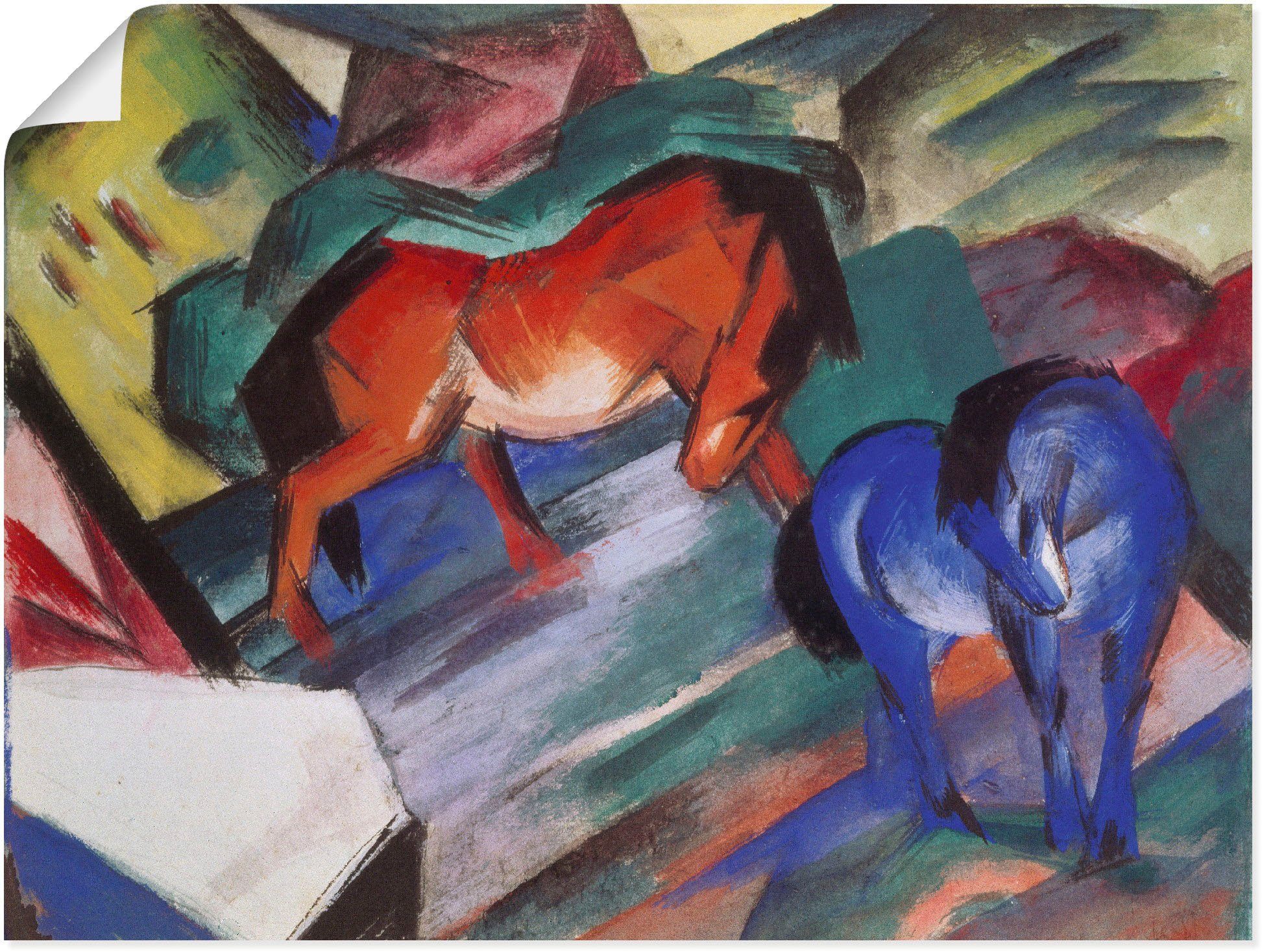 versch. Poster Wandbild blaues Haustiere Pferd. oder 1912, in Wandaufkleber (1 Leinwandbild, Rotes und als Größen St), Artland