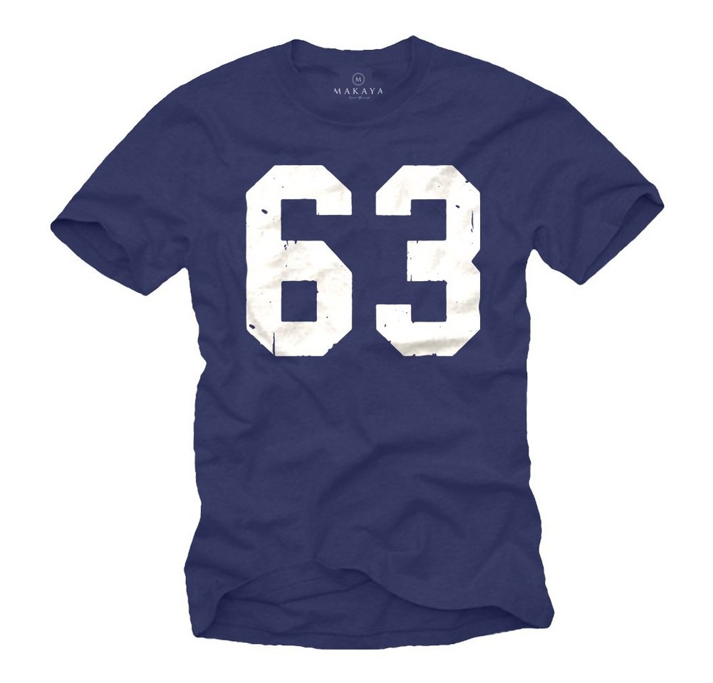 MAKAYA Print-Shirt Herren Mücke 63 Zahl Football Trikot Geschenke Geburtstag Männer mit Druck