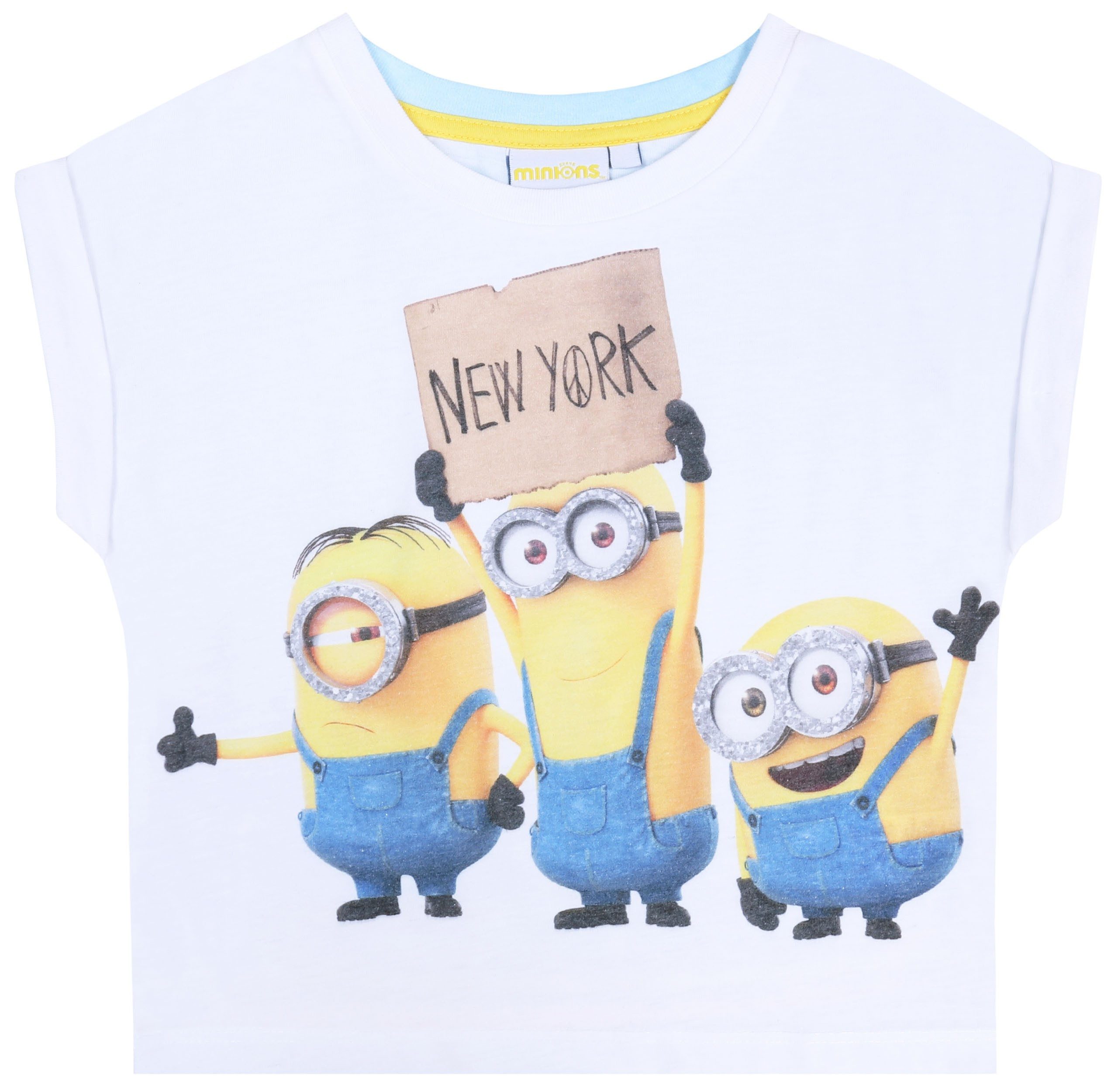 Blusentop Weißes kurzes MINIONS T-Shirt/Top 12-13 Jahre