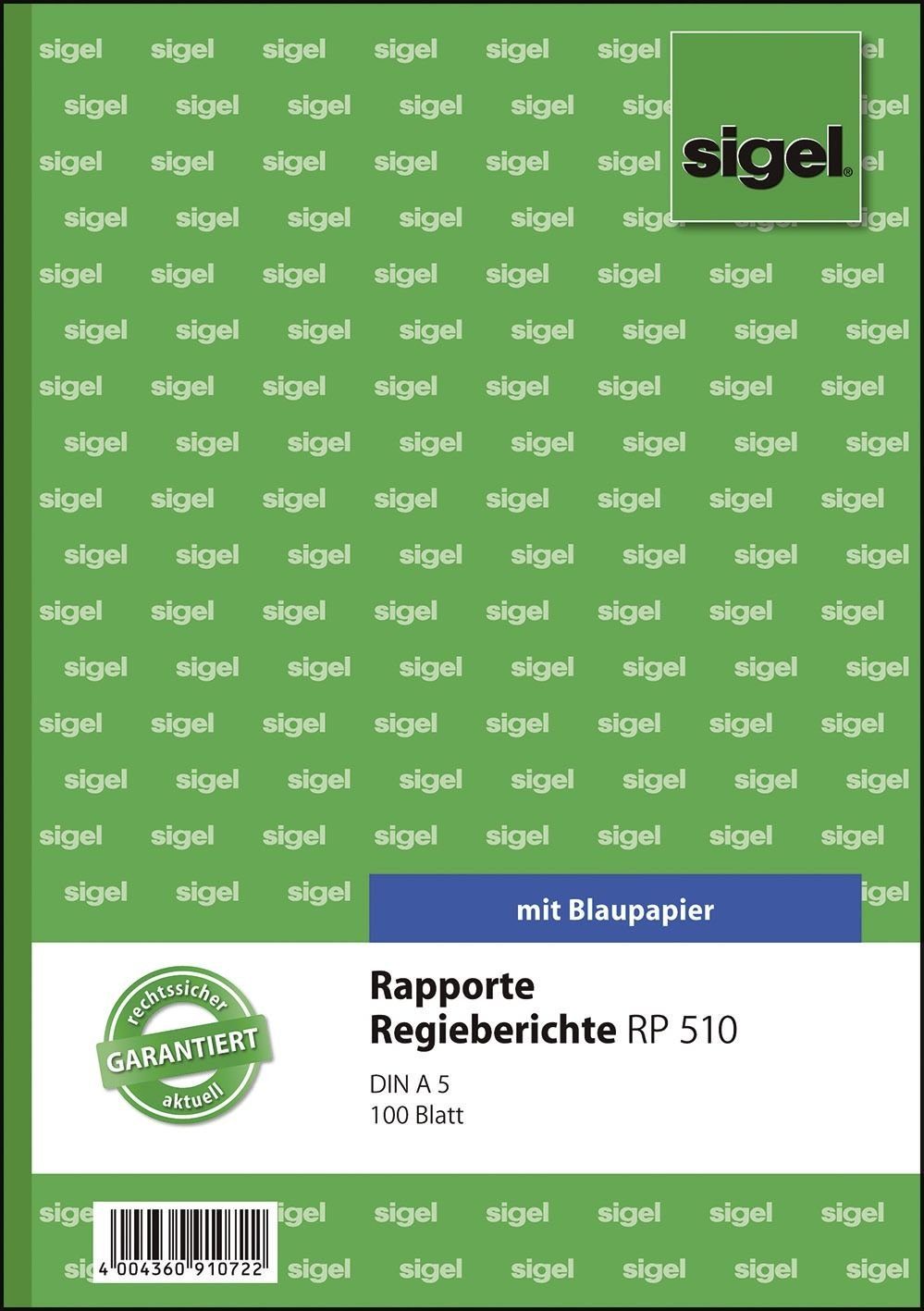 Sigel Formularblock sigel Formularbuch "Rapport/Regiebericht", A5, 100 Blatt