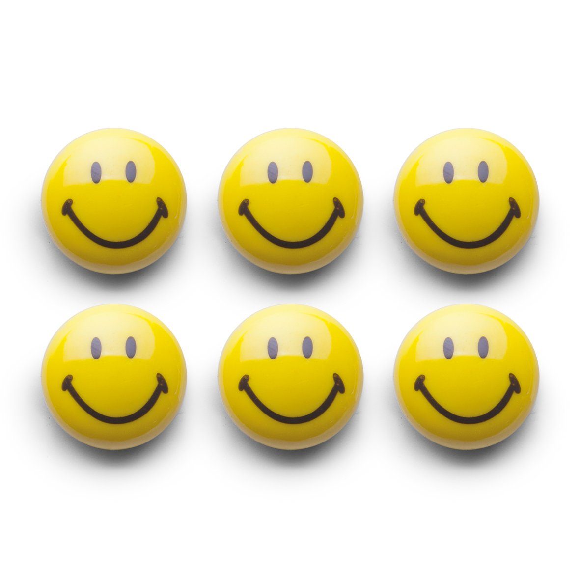 Zeller Present Magnet Magnet-Set, 6-tlg., "Smiley", Kunststoff, gelb, Ø3 cm