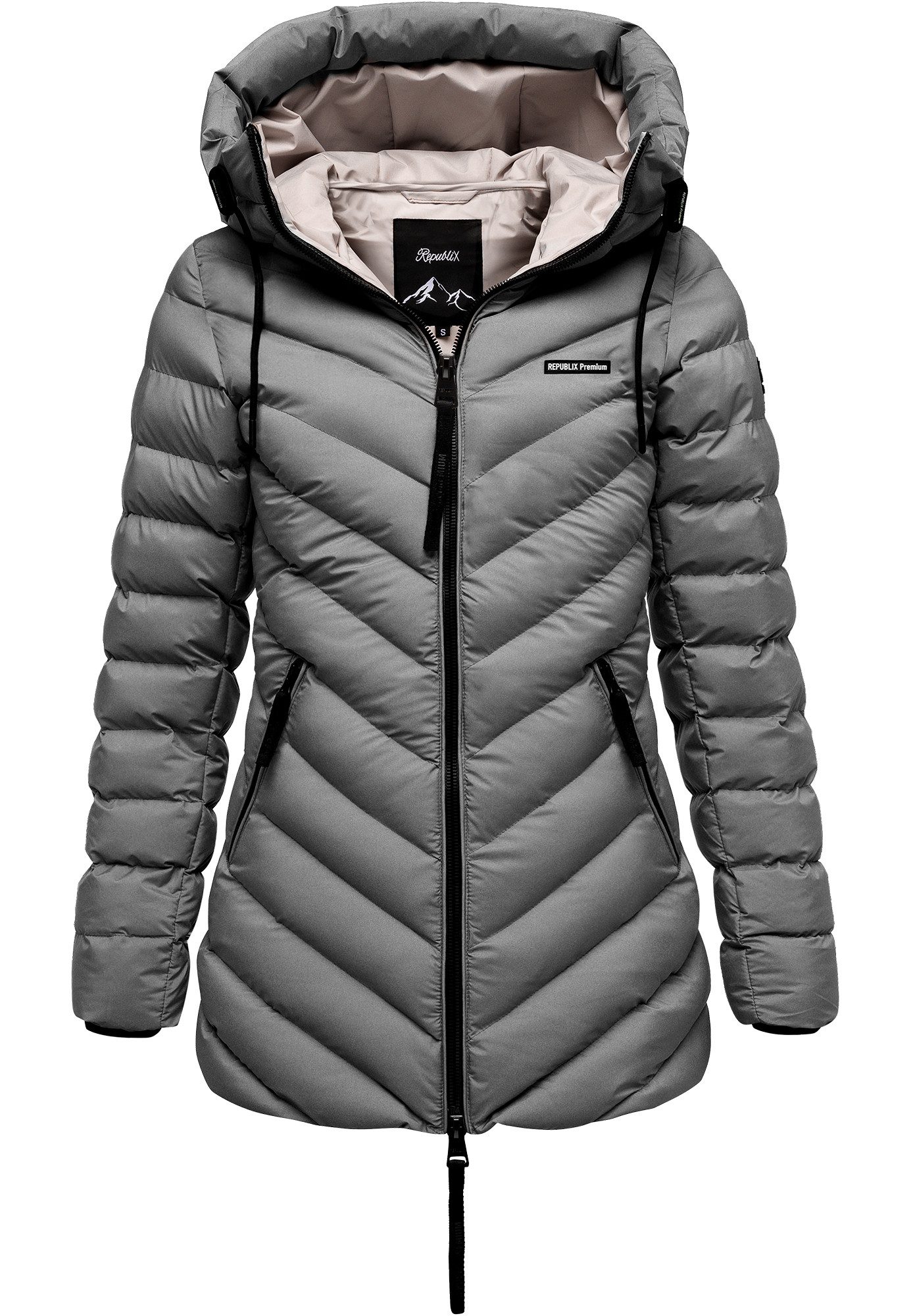 REPUBLIX Winterjacke FIONA Damen Gefütterte Dicke Winter Jacke Mantel Parka mit hoher Kapuze