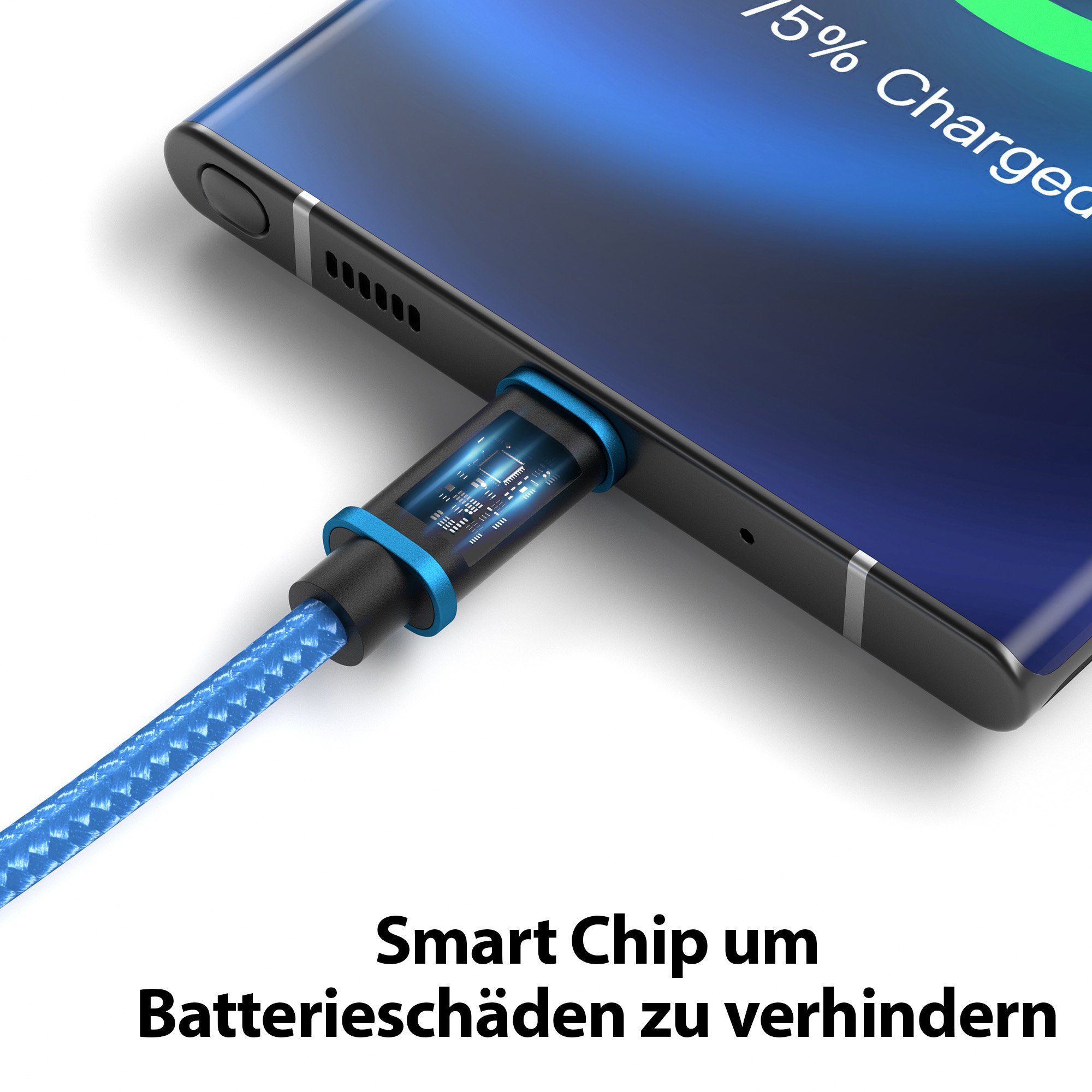 JAMEGA USB-C Datenkabel Ladekabel für Samsung Apple iPhone Huawei Xiaomi uvm. USB-Kabel, USB Typ A, USB Typ C, (200 cm) – Bild 5 von 5