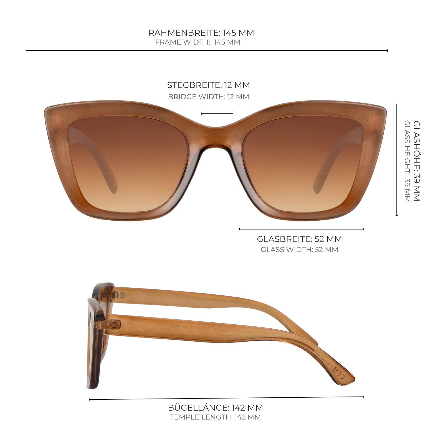 styleBREAKER Sonnenbrille Butterfly Square Sonnenbrille Recycelt (1-St) – Bild 3 von 5