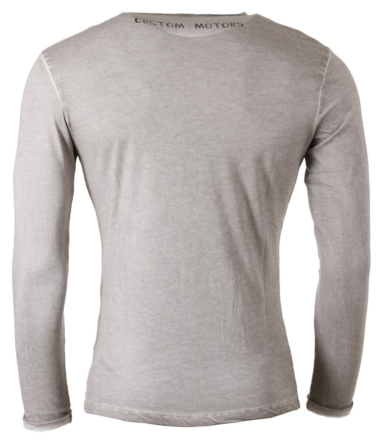 Key Largo Langarmshirt für Herren Speed button vintage Look MLS00034 V-Auschnitt bedruckt langarm slim fit