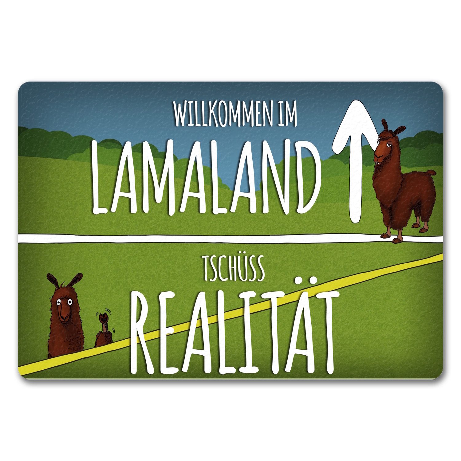 Fußmatte Willkommen im Lamaland Fußmatte randlos mit Lama Motiv