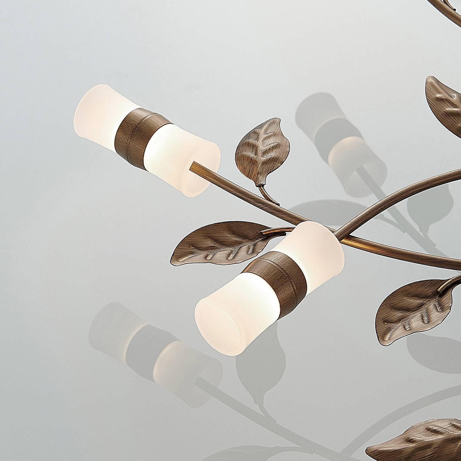 Lindby LED Deckenleuchte LED-Leuchtmittel warmweiß, 12 Florentiner, Aluminium, Bentas, flammig, Kunststoff, Metall, verbaut, inkl. fest bronze