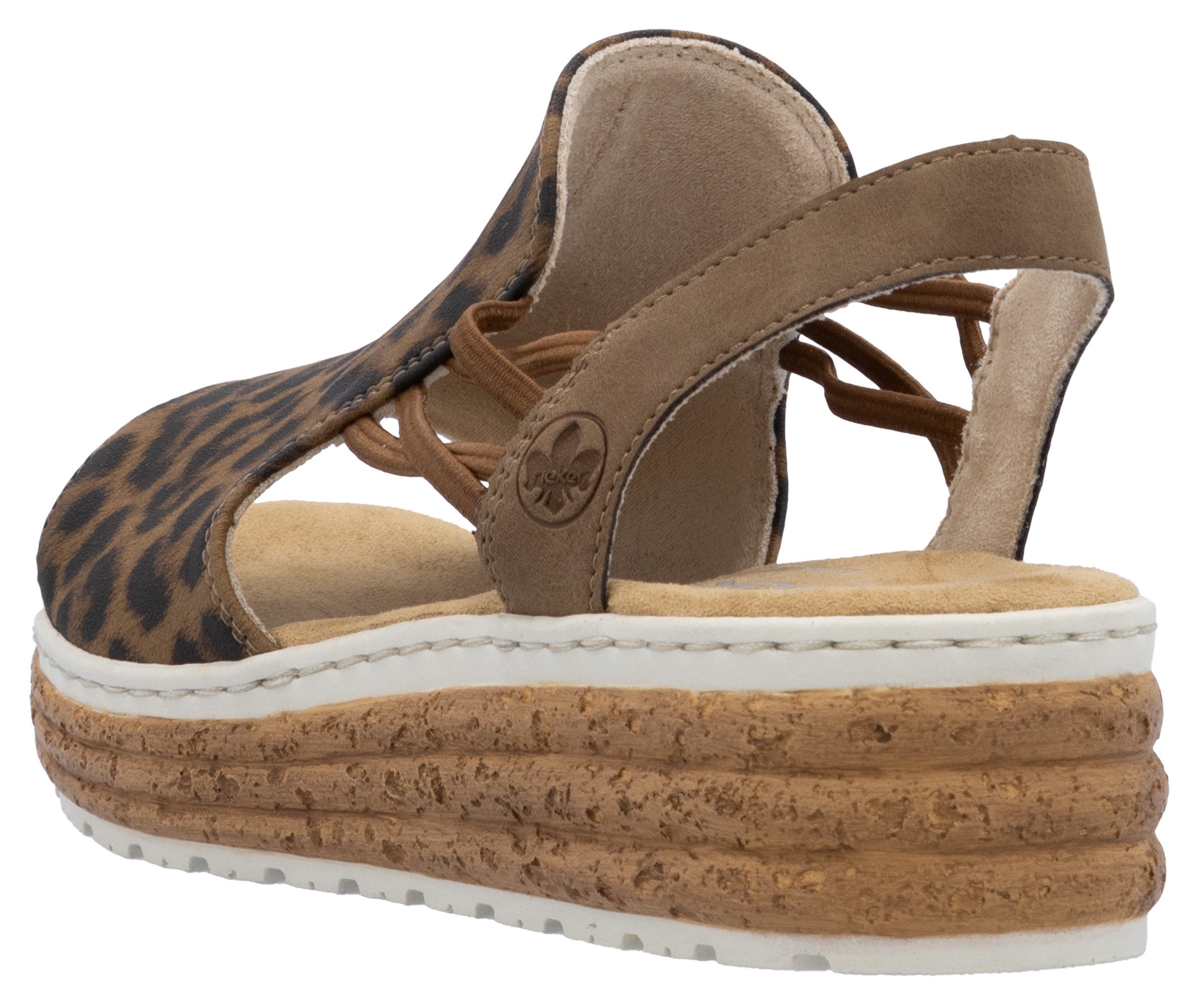 Rieker Keilsandalette Sommerschuh, Sandale, Urlaubschuh mit seitlichen Gummizügen