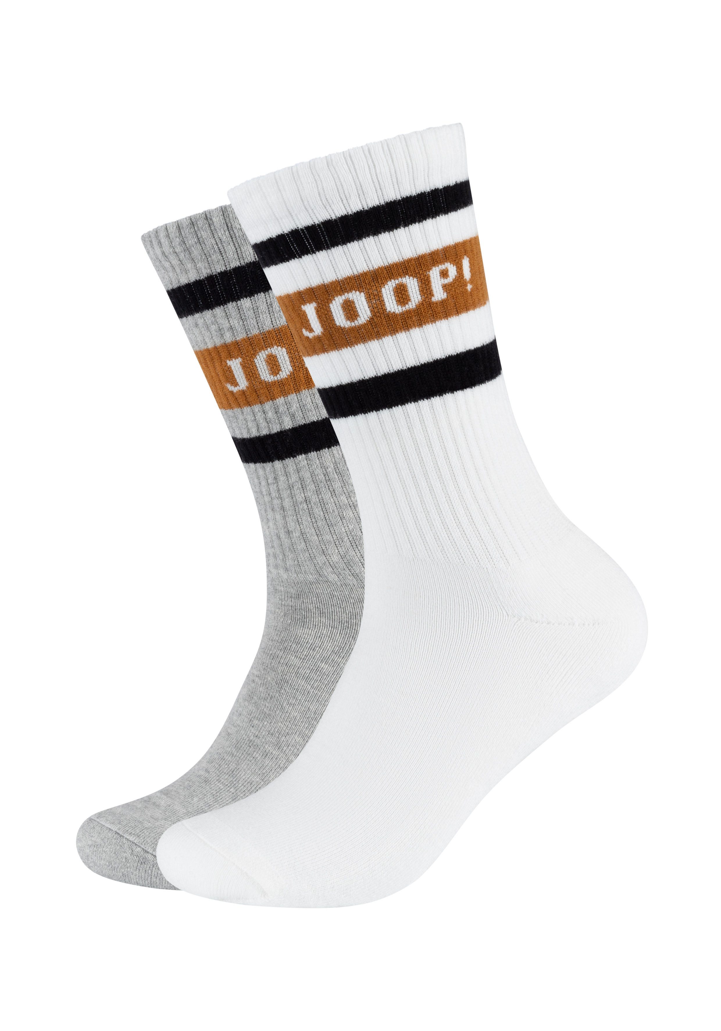 JOOP! Tennissocken premium essentials (2 Paar) am Bund mit Logoschriftzug