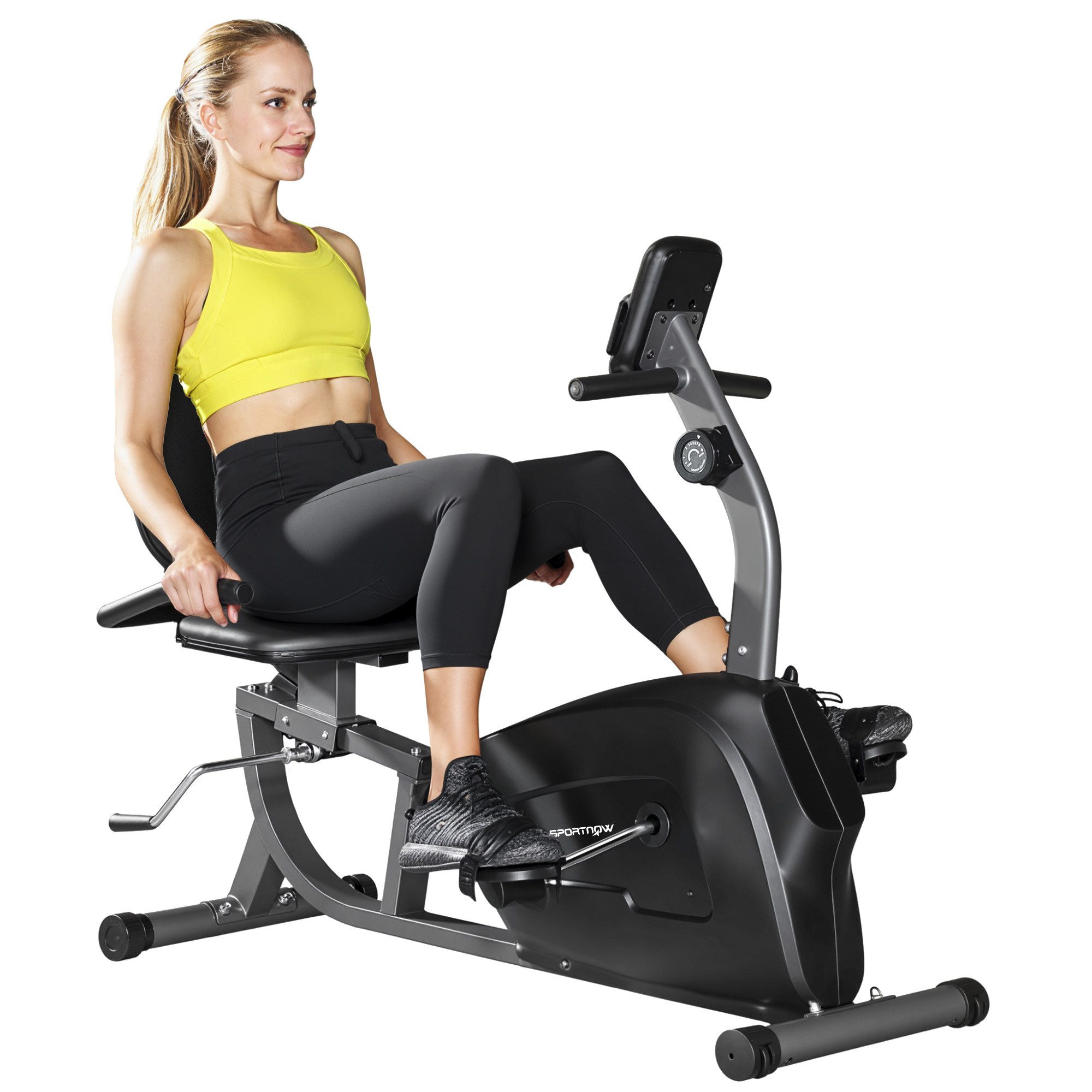 BAYMATE Heimtrainer Heimtrainer, Magnet-Liegerad, 8 Widerstandsstufen, verstellbar (LCD-Monitor, Metall, Kunststoff, Schwarz)