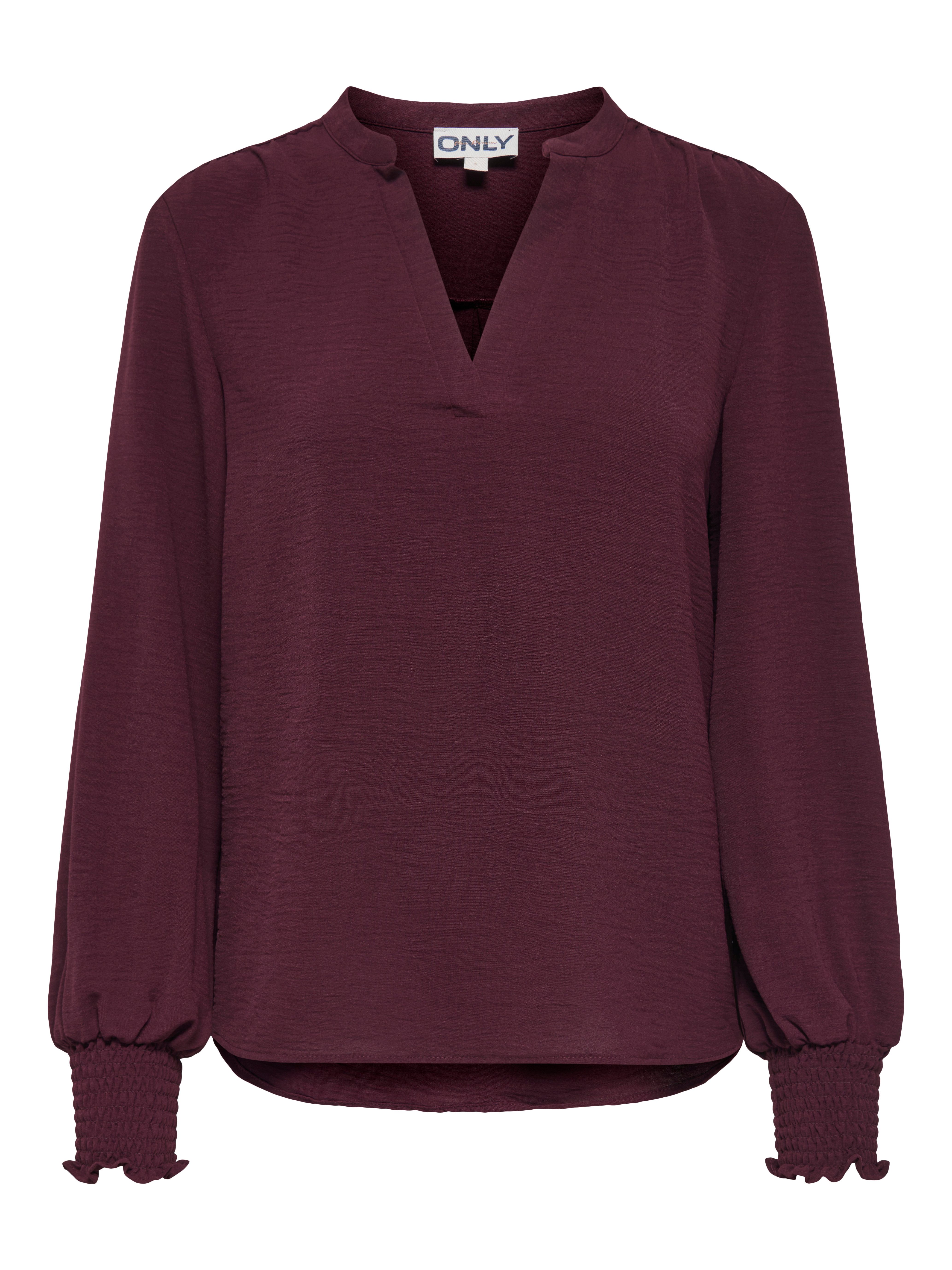ONLY Blusenshirt ONLMETTE V-NECK LS SMOCK TOP NOOS WVN Kunstfaser, regular fit