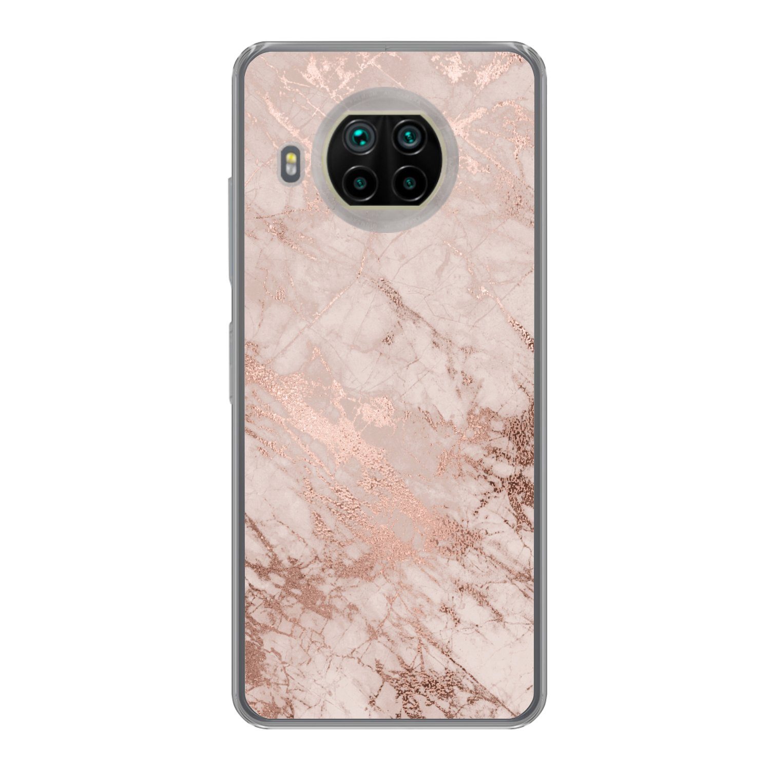 MuchoWow Handyhülle für Xiaomi Mi 10T Lite 5G Marmor - Rosa - Luxus - Marmoroptik - Glitze, Phone Case, Silikon, Schutzhülle Dünn