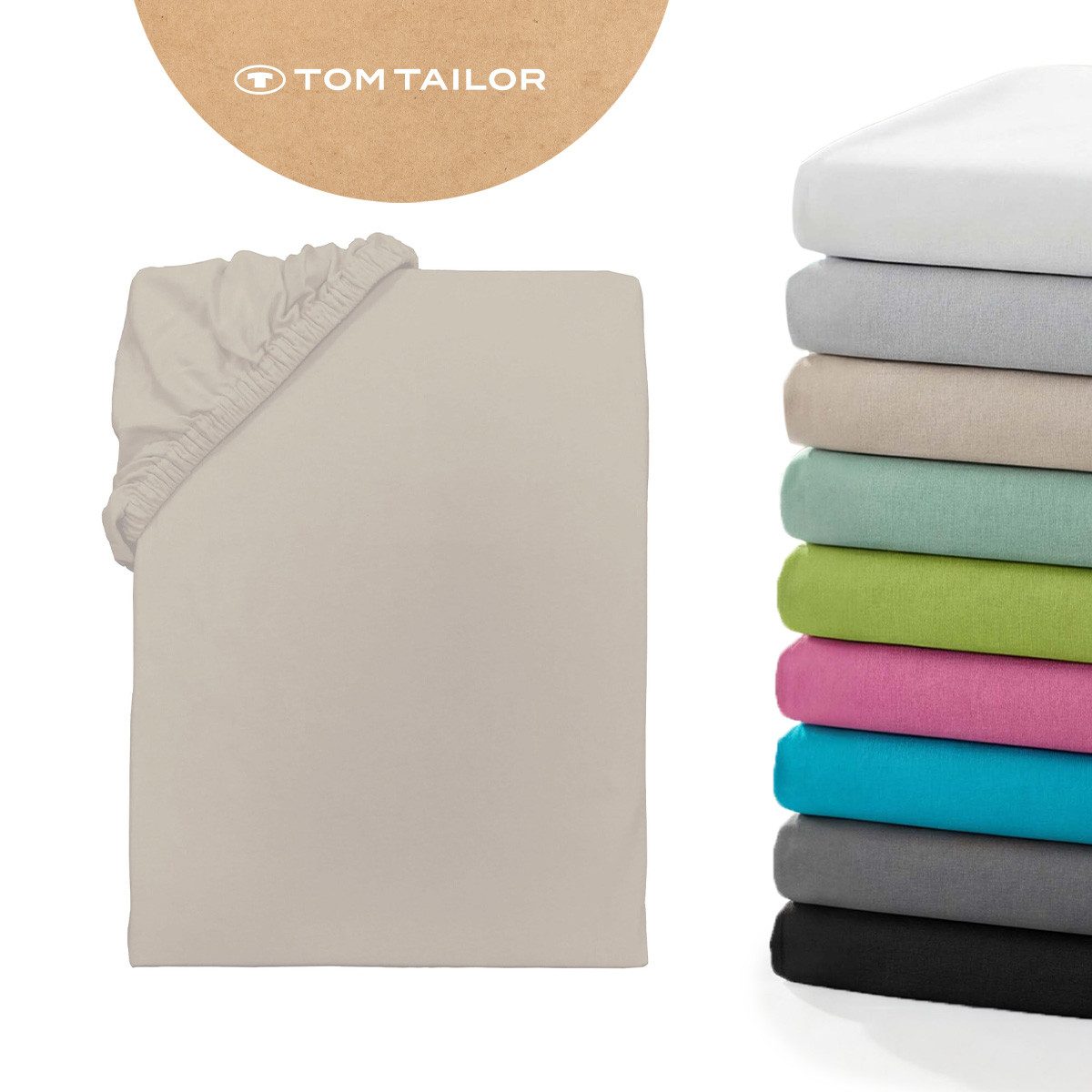 TOM TAILOR HOME Spannbettlaken Tom Tailor Jersey, Jersey, Gummizug: rundum, (1 Stück), ab Größe 90x200 cm, Laken in hochwertiger Jersey Qualität