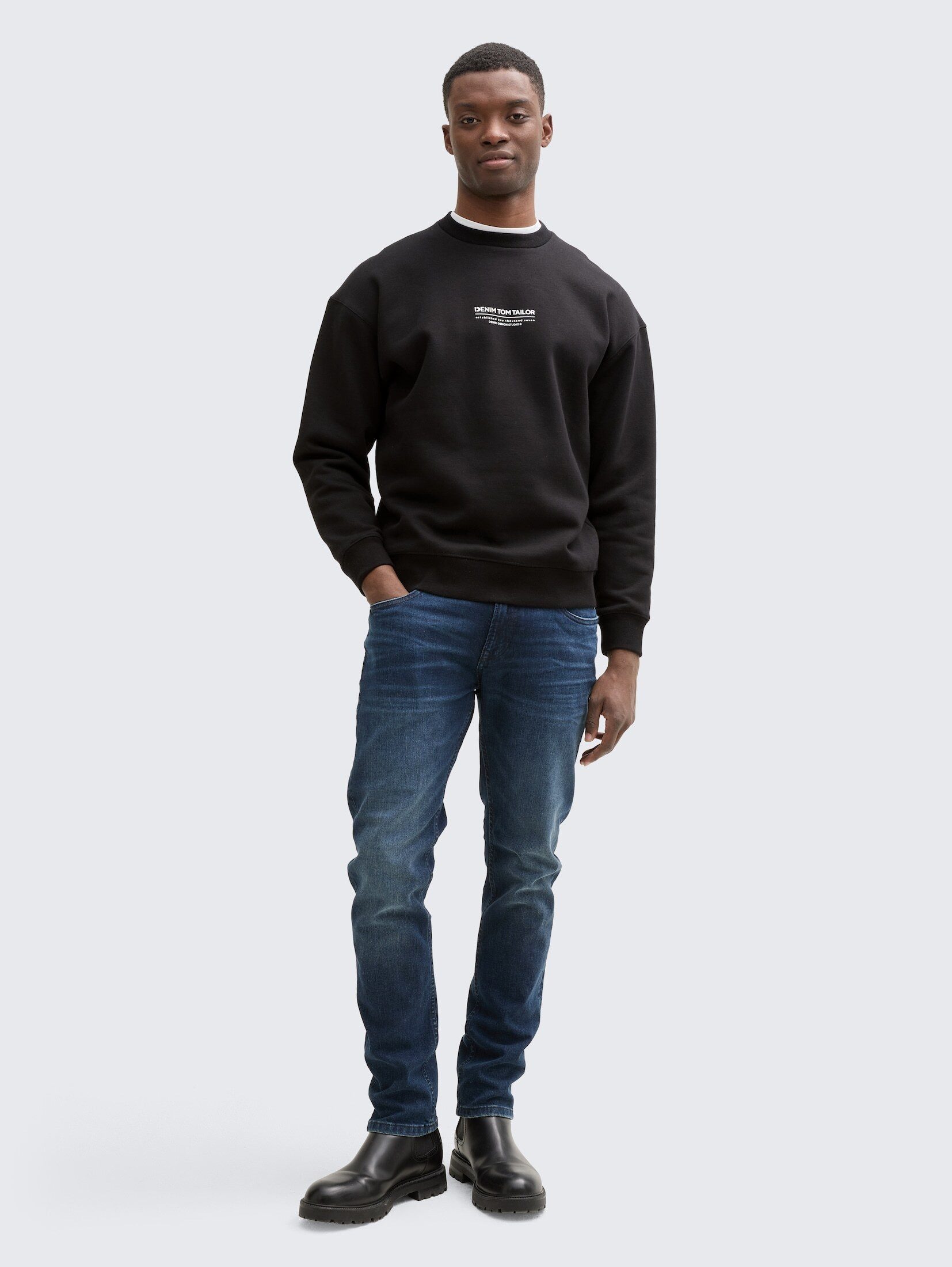 TOM TAILOR Denim Sweatshirt Strick & Sweatshirts Relaxed Sweatshirt mit Logo-Print