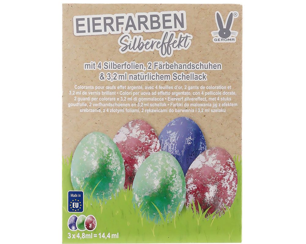Rodermund Eierfarbe Eierfarben Silbereffekt 3 Farben mit Goldfolie