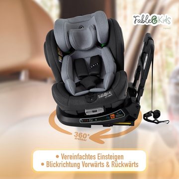 FableKids Autokindersitz Autositz Kinderautositz 360° drehbar Isofix 40 -150 cm, ab: 0 Monate, bis: 5 Jahre, ab: 1,00 kg, bis: 36,00 kg, (Grau)