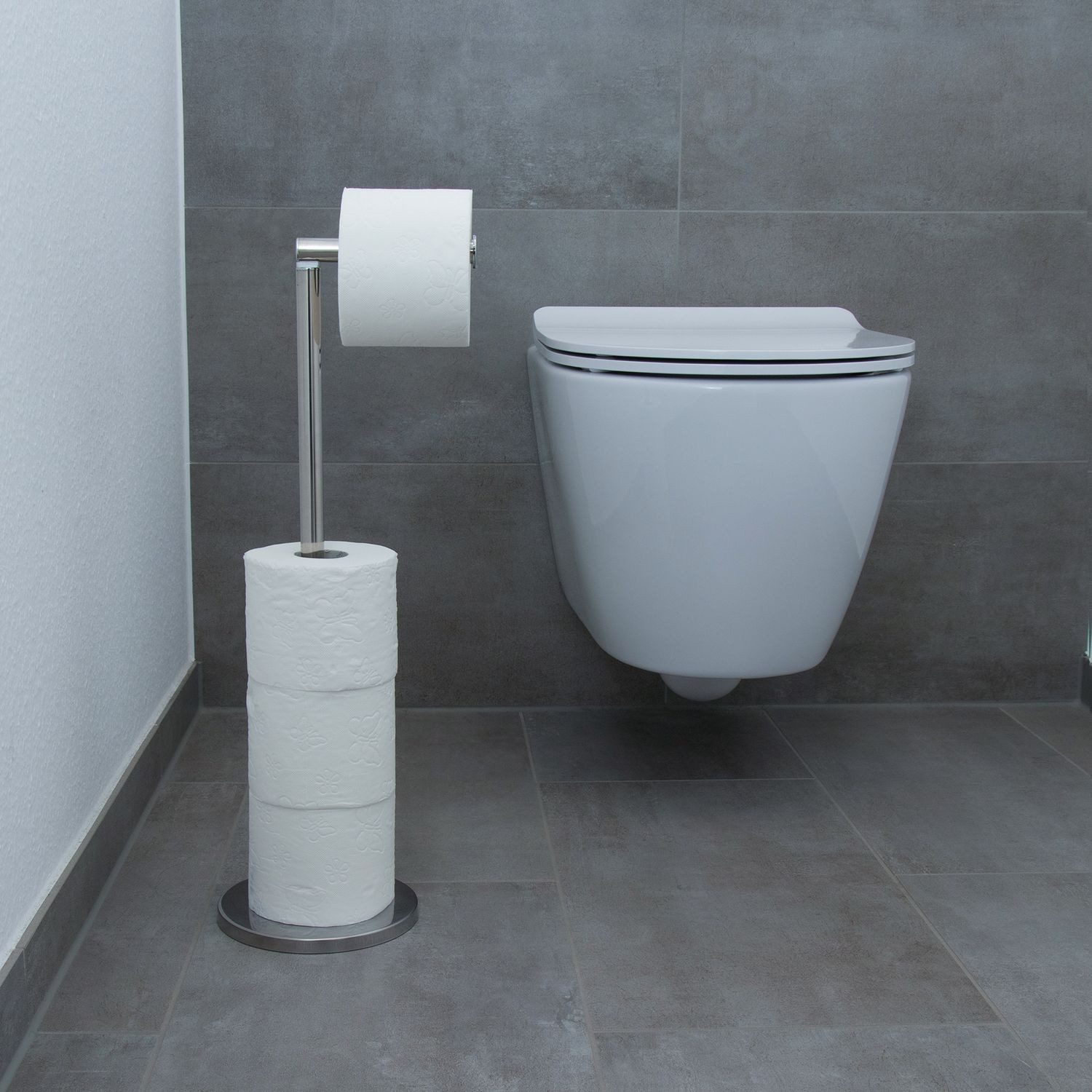 Intirilife Toilettenpapierhalter (1-St), Freistehende Toilettenpapierhalterung Papierrollenständer - Höhe 55 cm – Bild 4 von 5