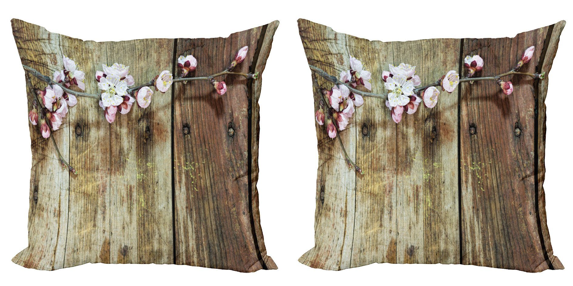 Kissenbezüge Modern Accent Frühlingsblumen Digitaldruck, Blooming Abakuhaus Rustikal (2 Doppelseitiger Stück)