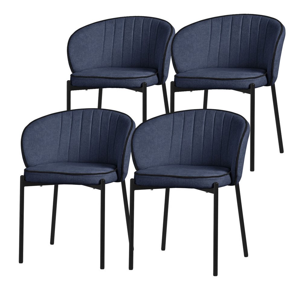 ML-DESIGN Polsterstuhl Esszimmerstühle mit Armlehne & Rückenlehne Ergonomische moderne Design (4 St), Armlehnstuhl mit Metallbeine 4er Set Dunkelblau Loungesessel bis 120kg
