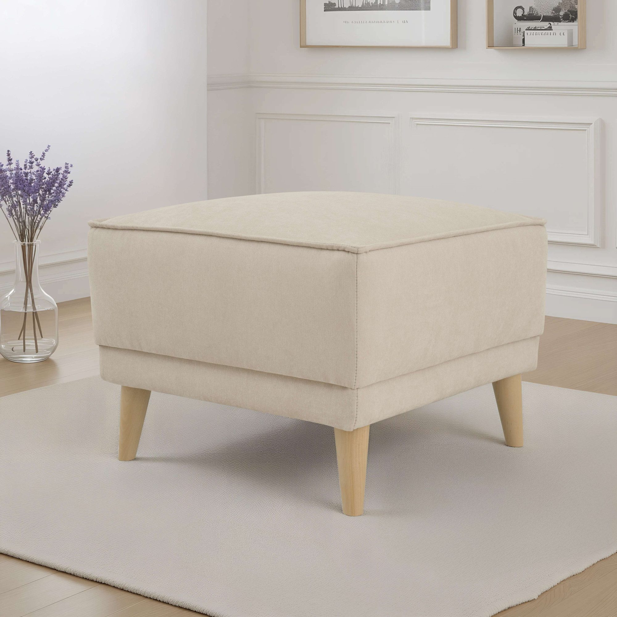 OTTO home Polsterhocker Oland Skandi, passend zur Serie Oland Skandi, Skandi-Design, Massivholzfüße